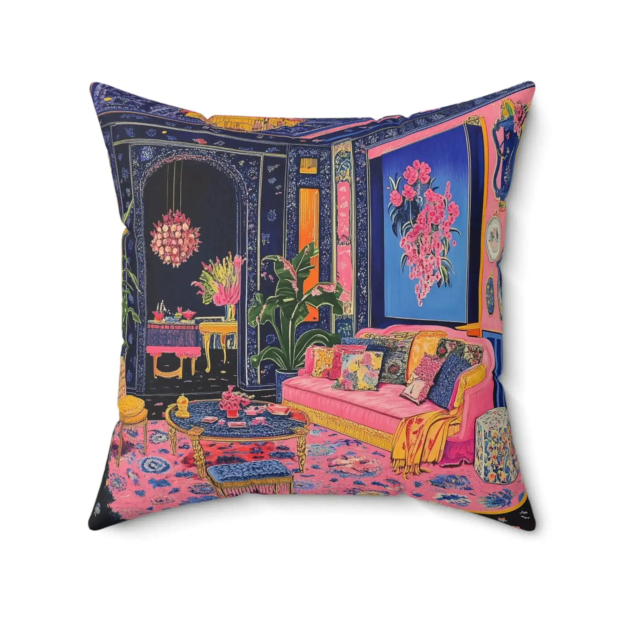 Electric Bloom Throw Pillow - Image 4