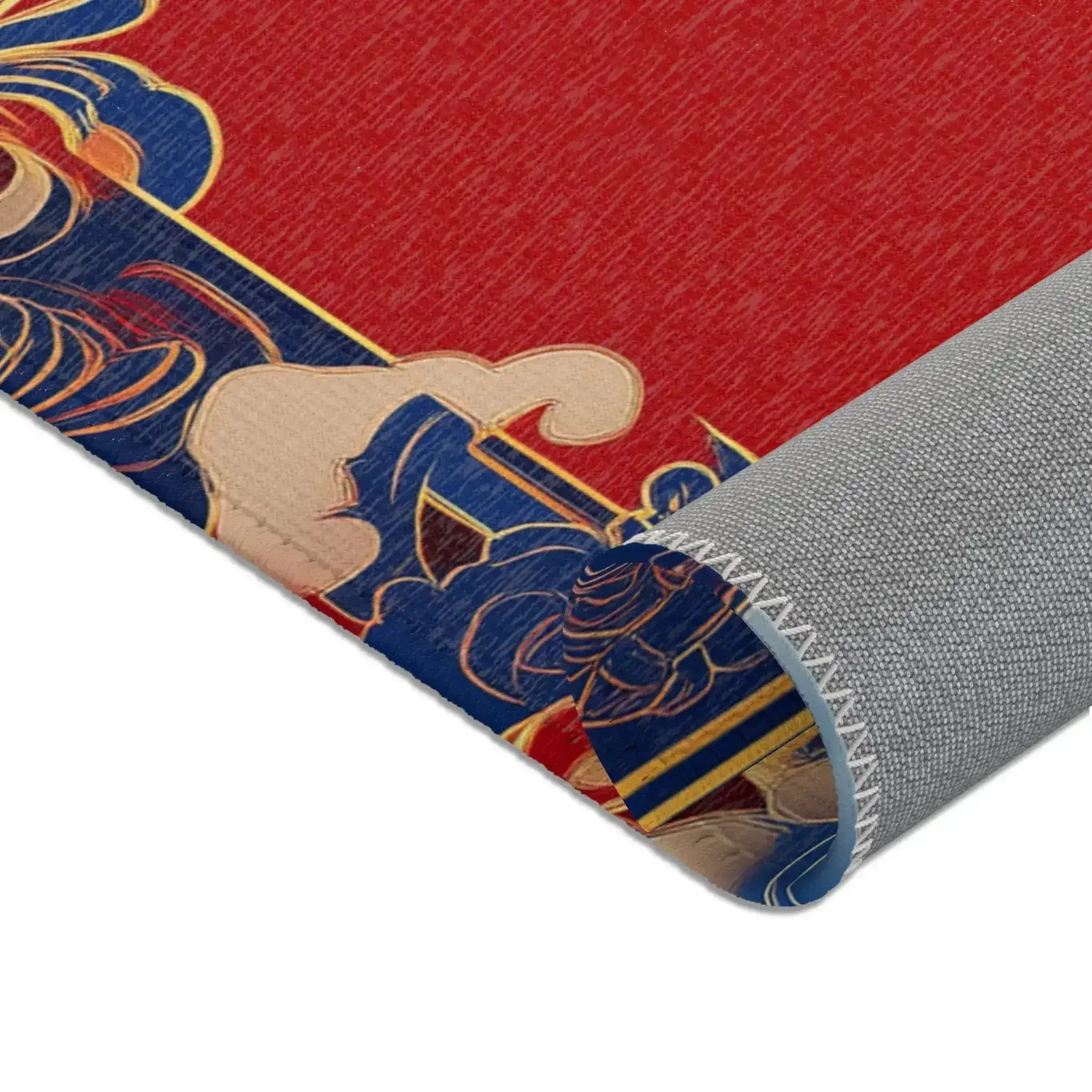 Elegant Chinoiserie Red & Blue Accent Rug - Image 4