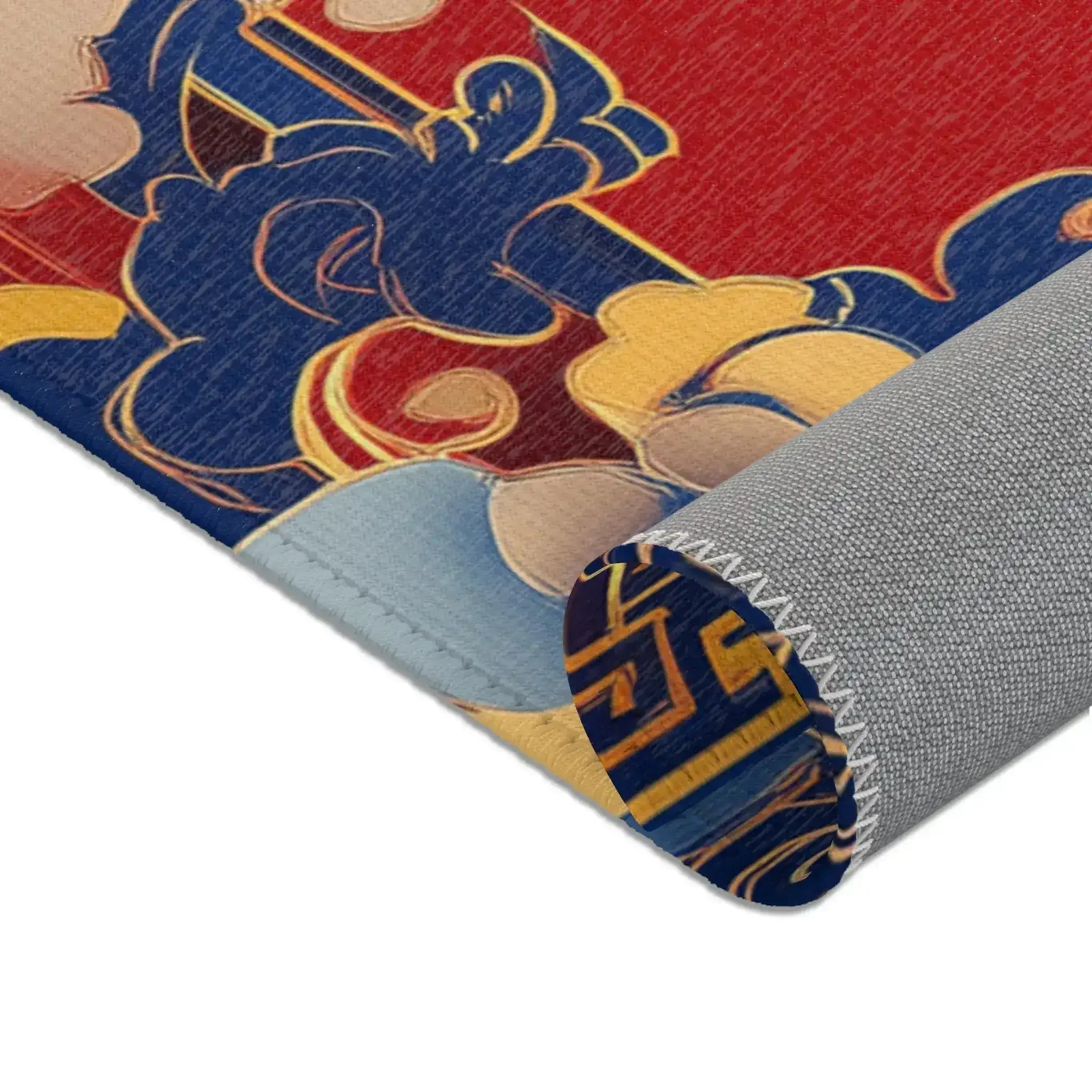 Elegant Chinoiserie Red & Blue Accent Rug - Image 9