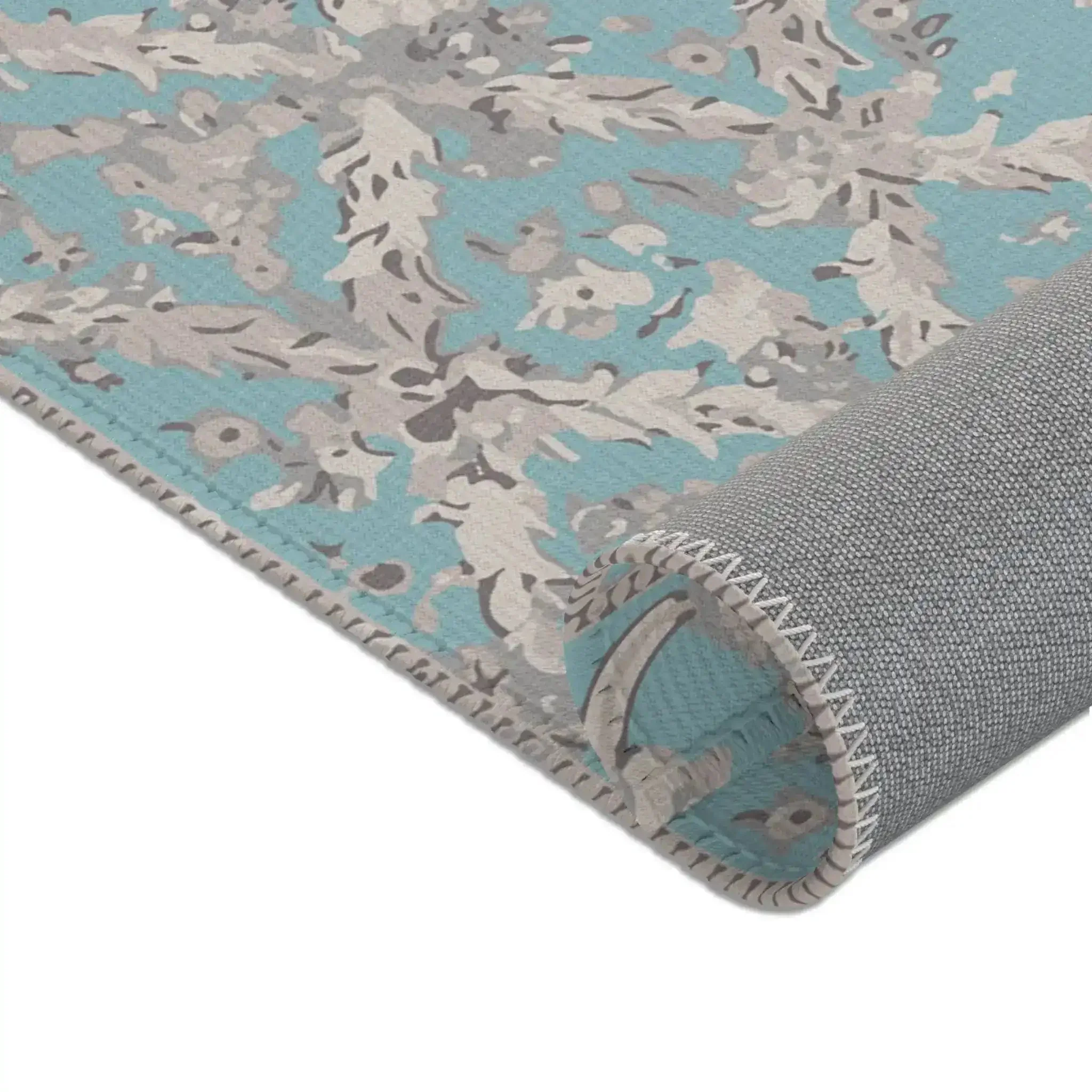 Elegant Sky Blue Floral Accent Rug - Image 7
