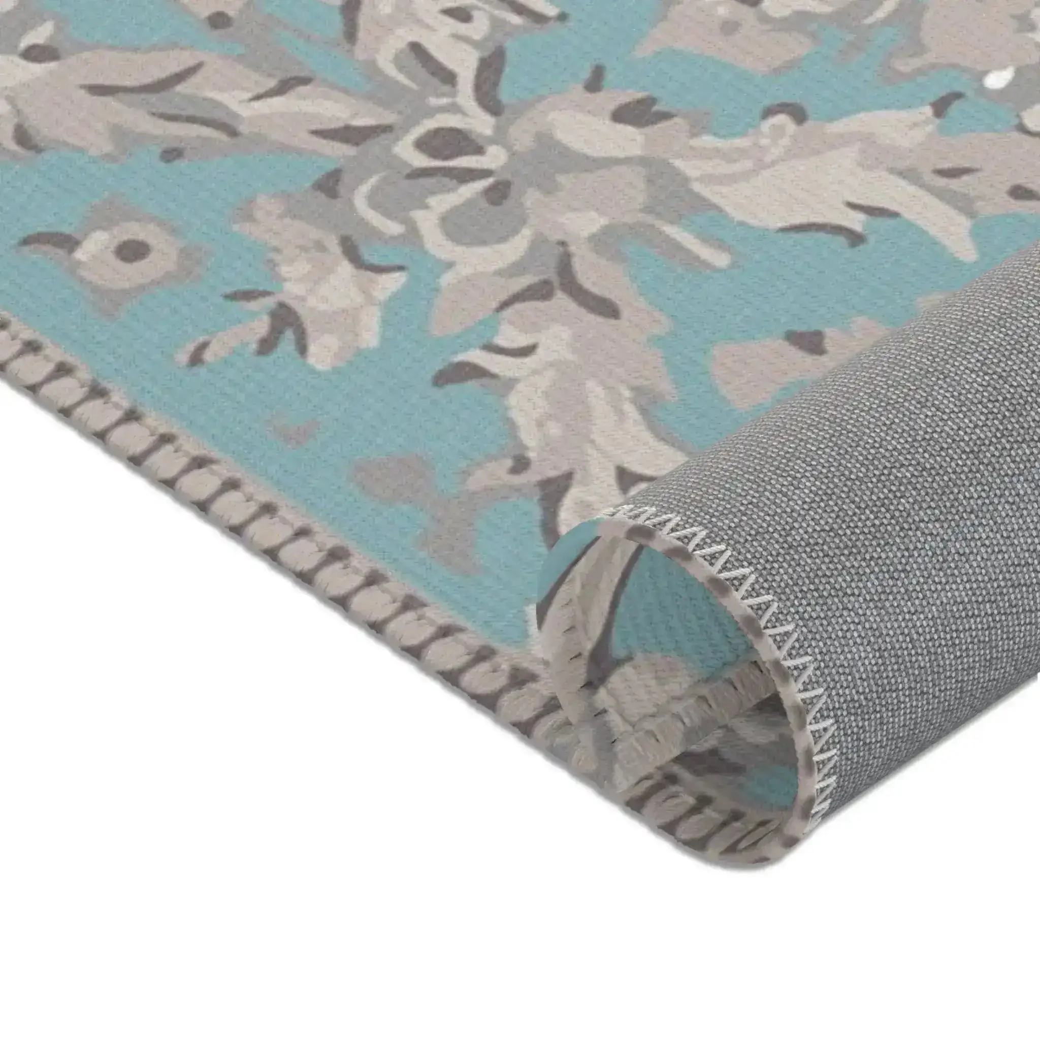 Elegant Sky Blue Floral Accent Rug - Image 9