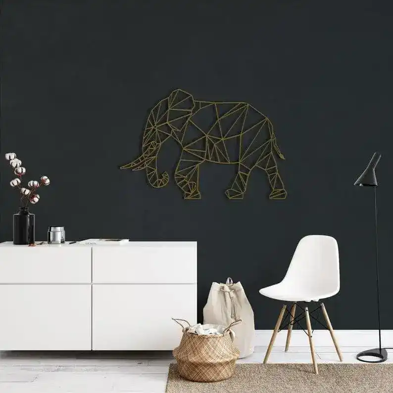 Elephant Shaped Metal Wall Hanging Decor - Image 3