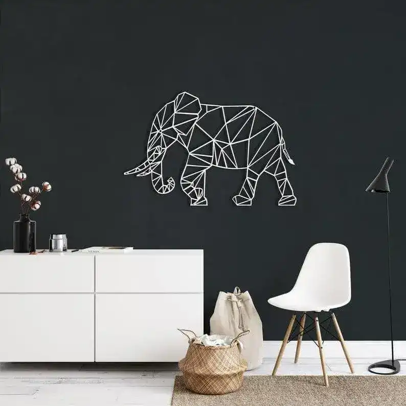 Elephant Shaped Metal Wall Hanging Decor - Image 4