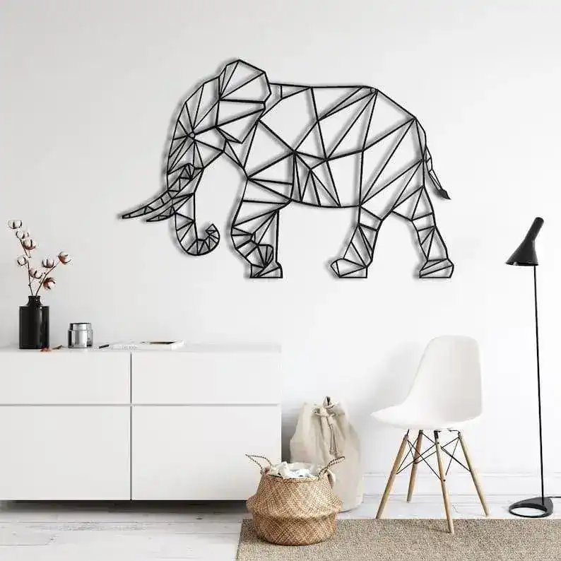Elephant Shaped Metal Wall Hanging Decor - Image 7