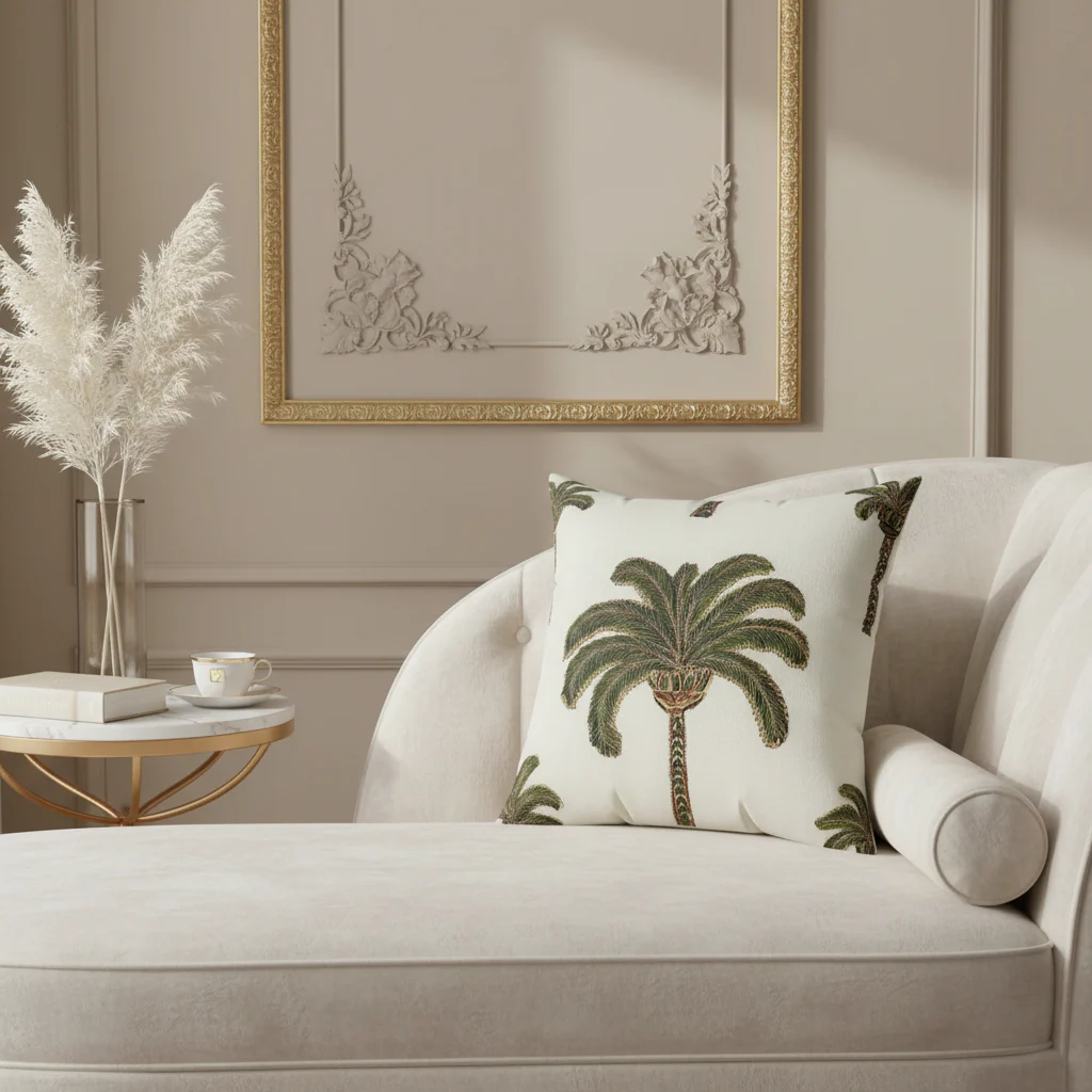 Embroidered Palms Throw Pillow - Image 2