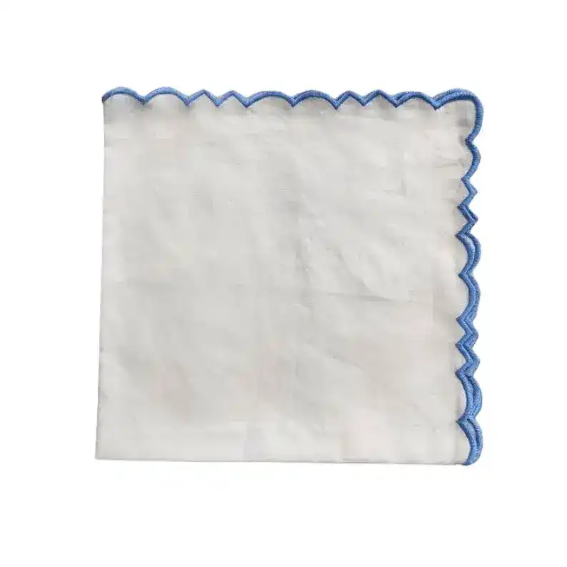 Embroidered Trim White Square Cotton Napkins - Image 7