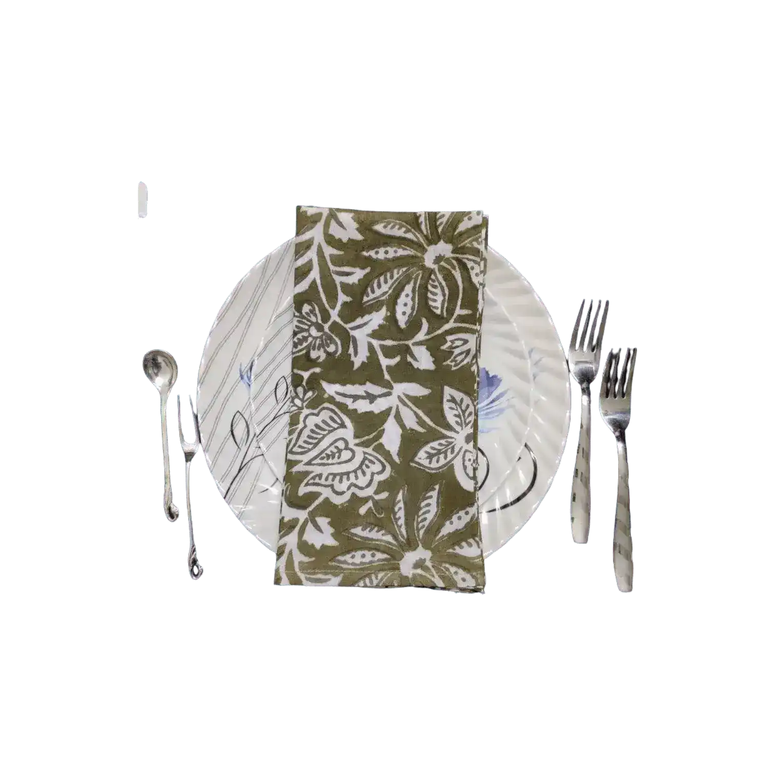 Emmy Green and White Block Printed Cotton Napkins - Image 6