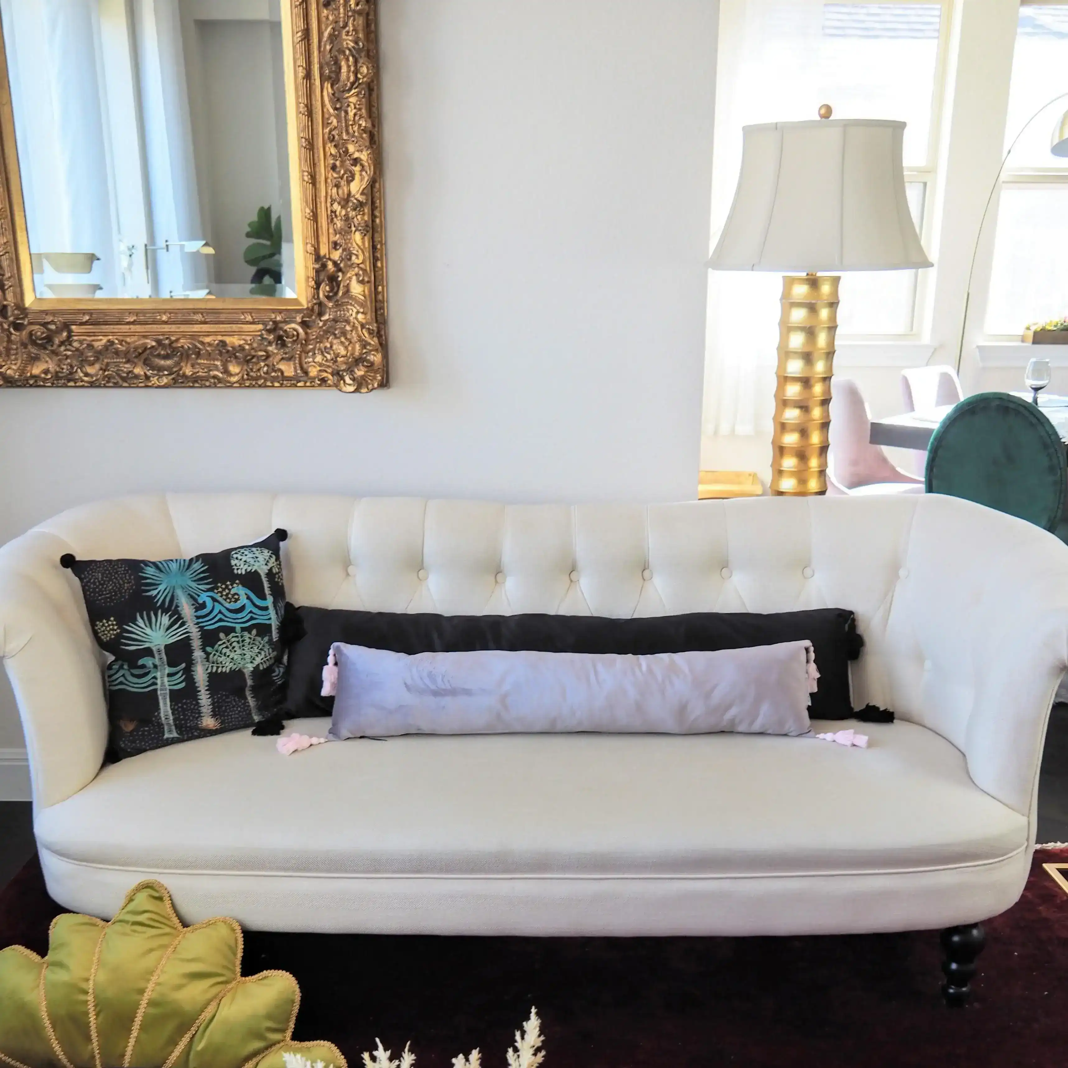 Extra Skinny Lumbar Pillow with Tassels - Gold - Image 5