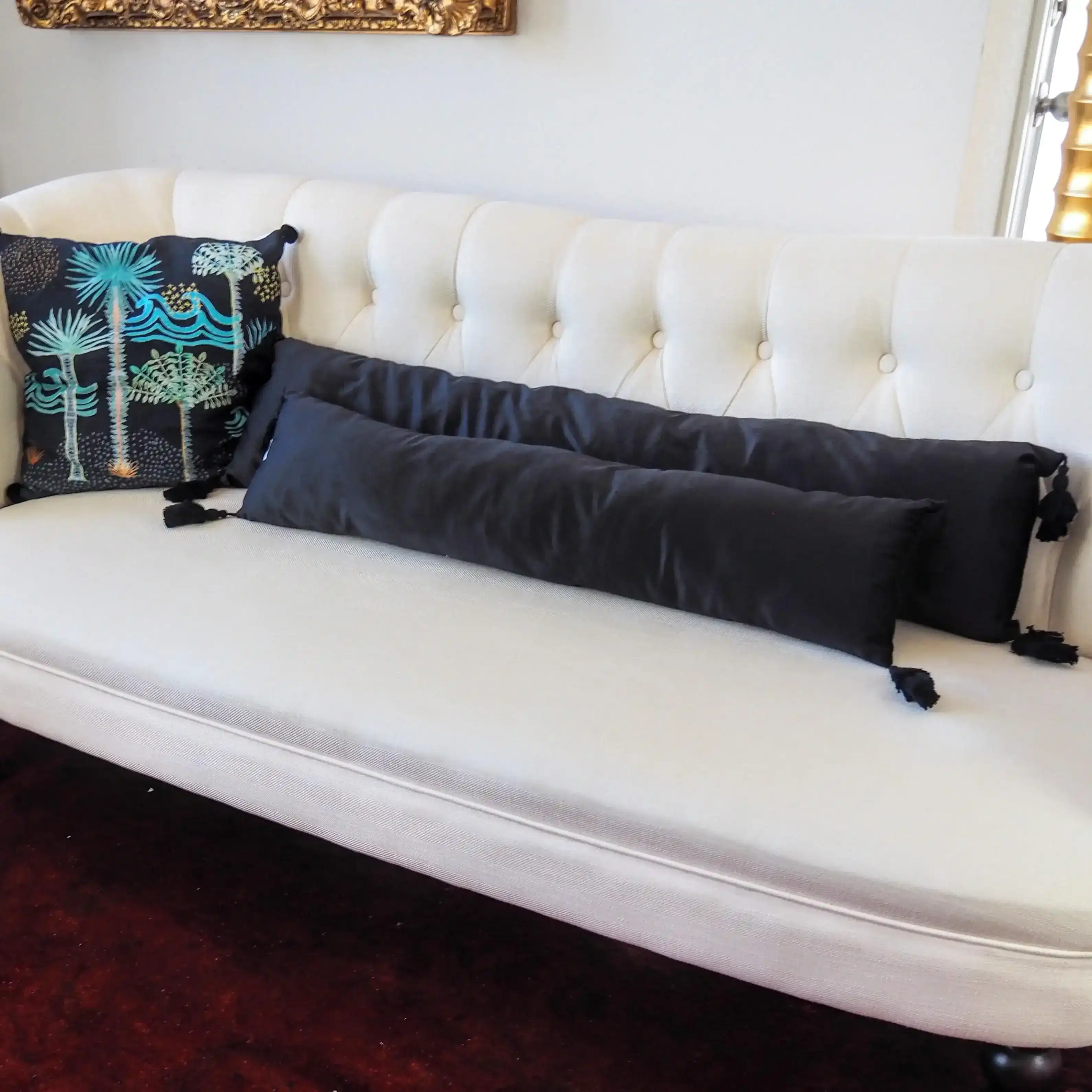 Extra Skinny Lumbar Pillow with Tassels - Gold - Image 9