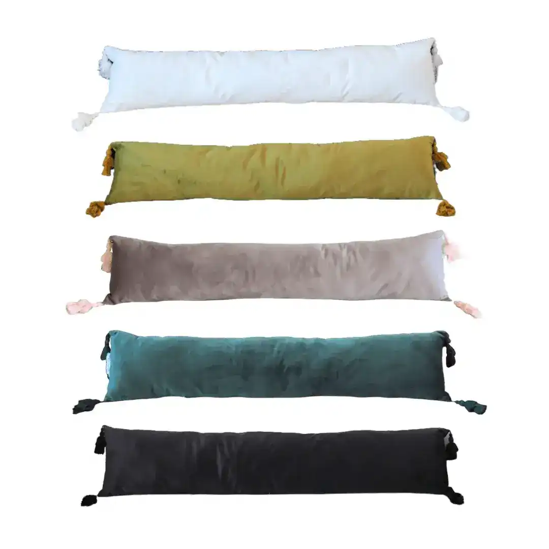 Extra Skinny Lumbar Pillow with Tassels - Green - Image 8
