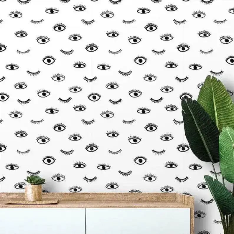 Eyes Minimalist Black and White Wall Paper - Image 2