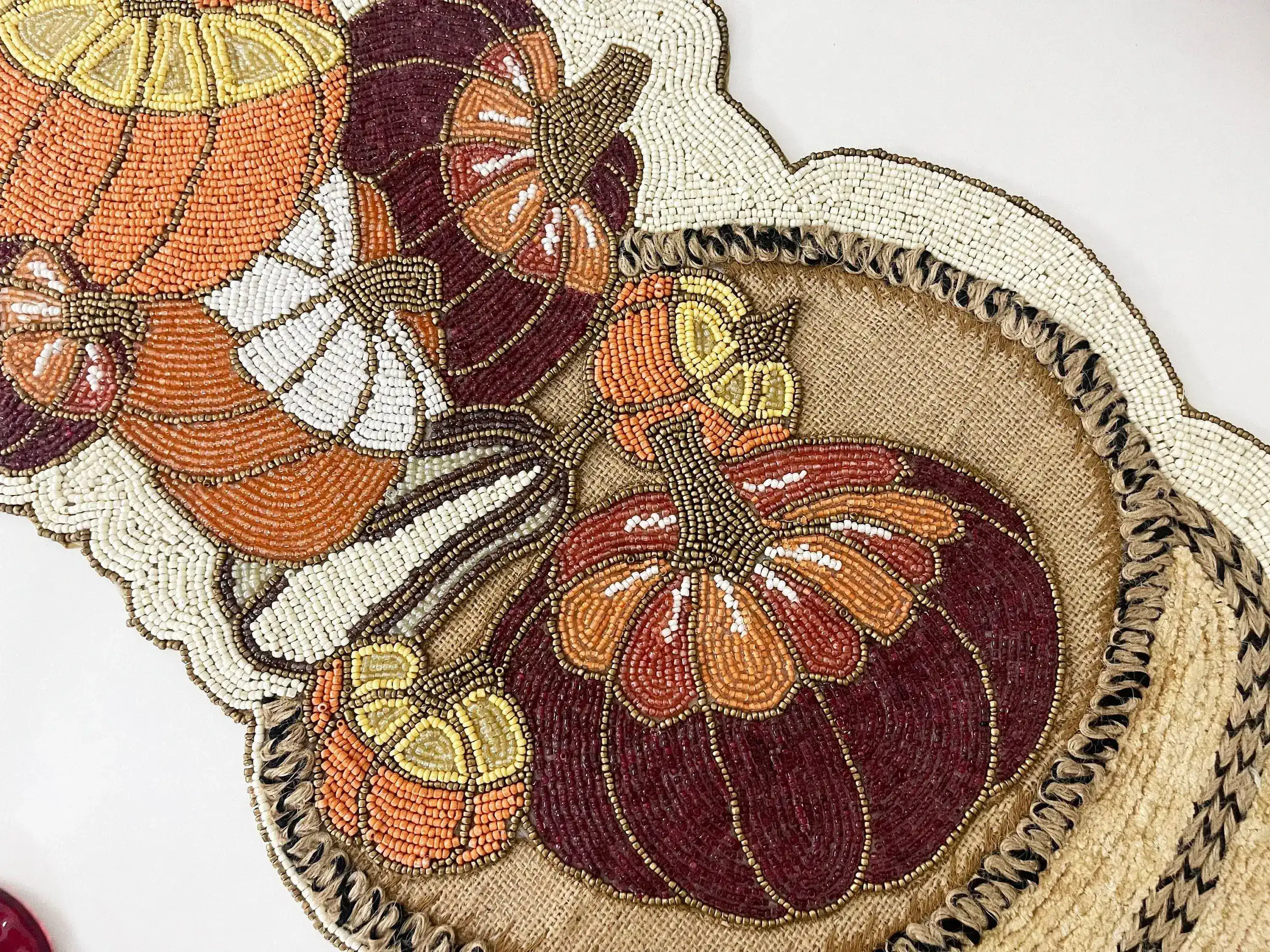 Fall Pumpkin Bead and Embroidery Table Runner - Image 3