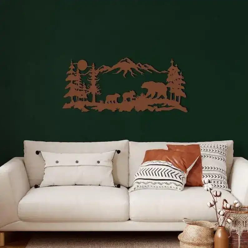 Family Bear in Nature Metal Wall Art - Image 4