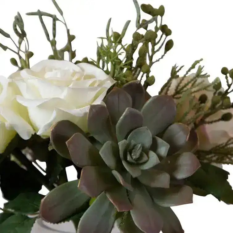 Faux Belmonte Floral Arrangements in Clear Globe Vase - Image 7