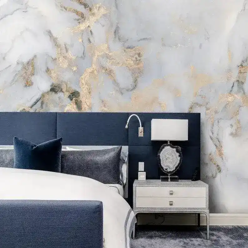 Faux Gold and Marble Abstract Art Wall Mural - Image 4