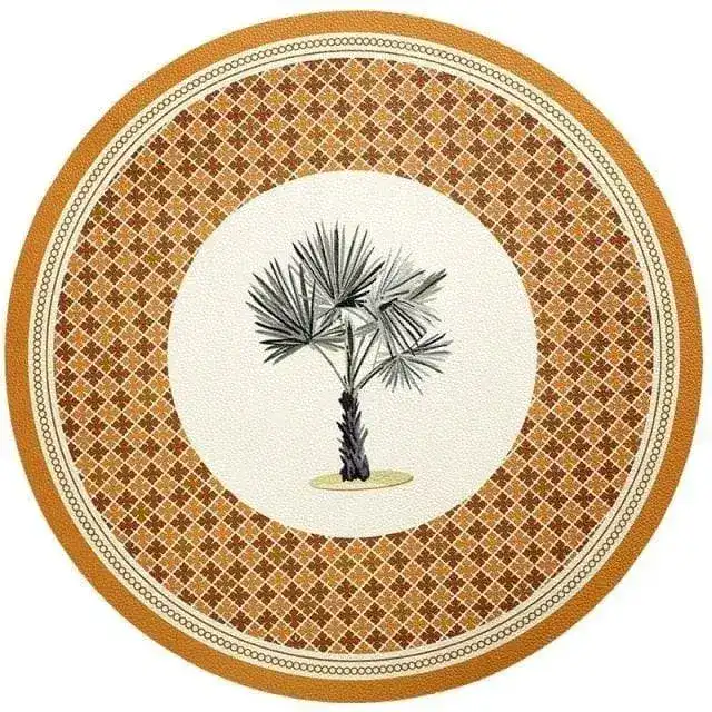 Faux Leather Printed Round Placemats - Image 4