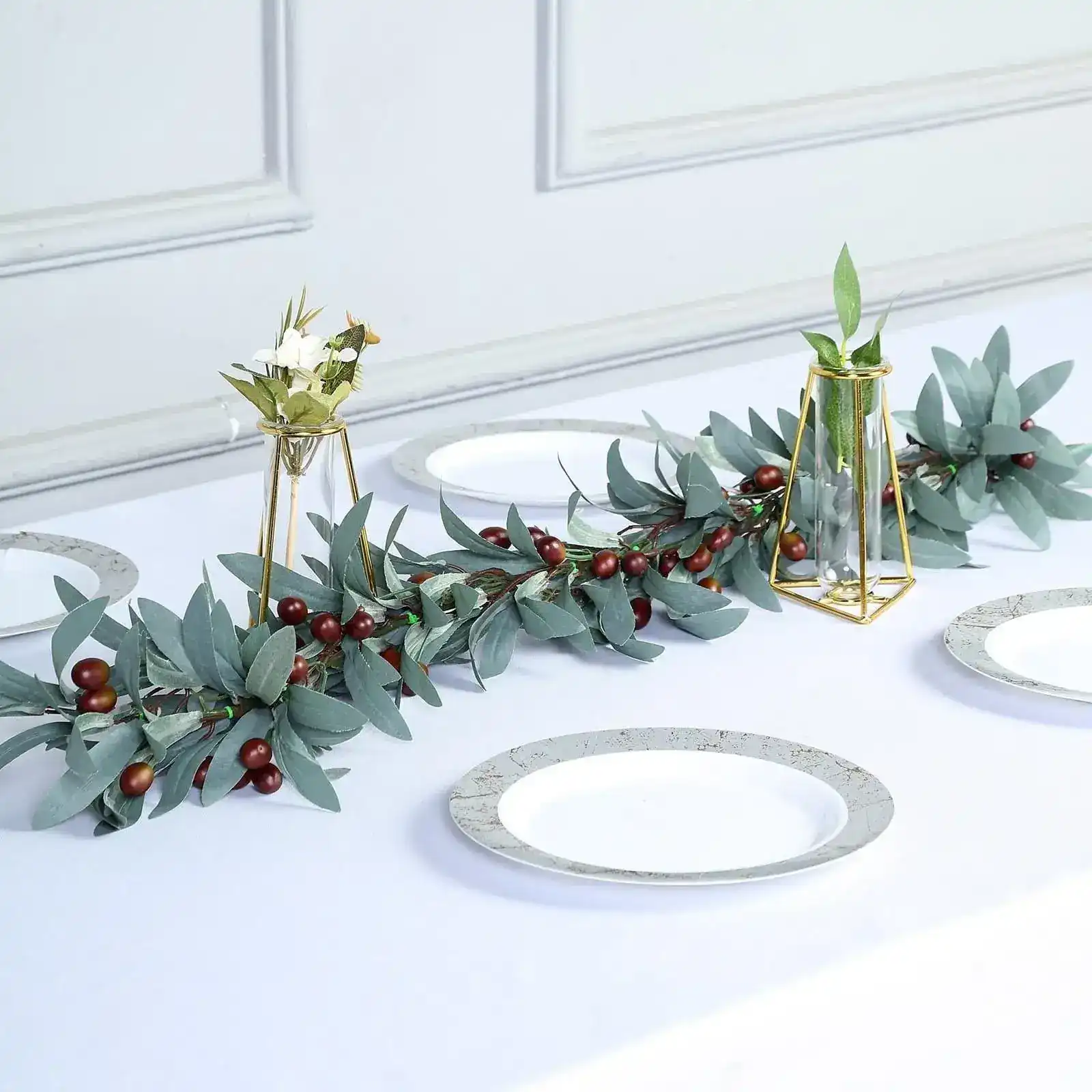 Faux Olive Branch Decorative Garland - Image 2