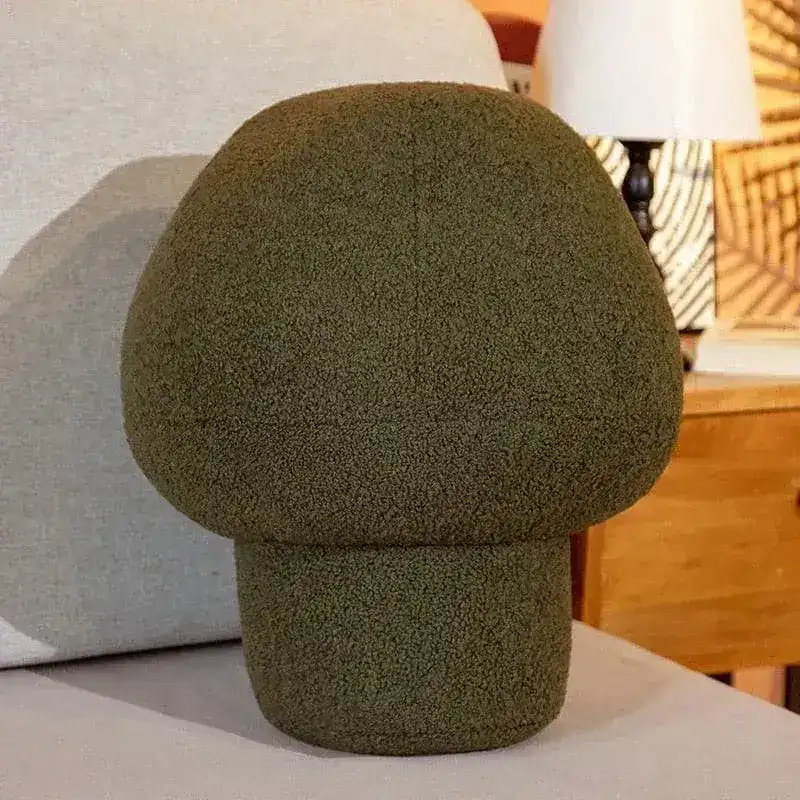 Faux Wool Mushroom Shaped Plush Accent Pillow - Image 11