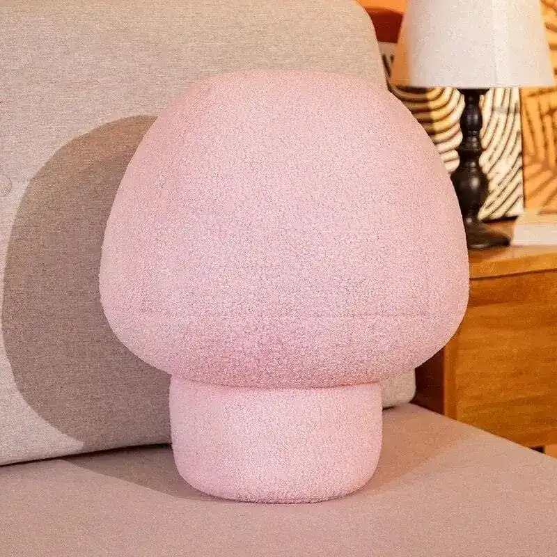 Faux Wool Mushroom Shaped Plush Accent Pillow - Image 3