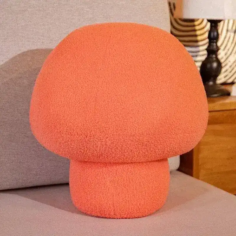Faux Wool Mushroom Shaped Plush Accent Pillow - Image 4