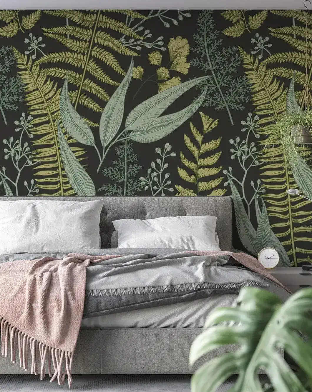 Fern Botanical Dark Greenery Photo Wall Mural - Image 2