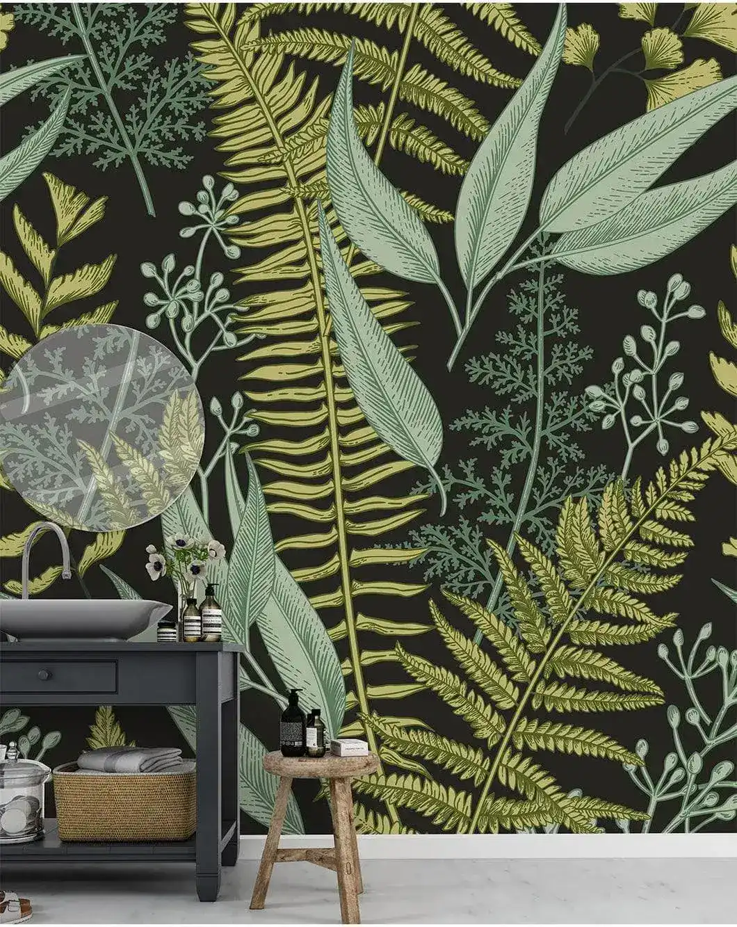 Fern Botanical Dark Greenery Photo Wall Mural - Image 3