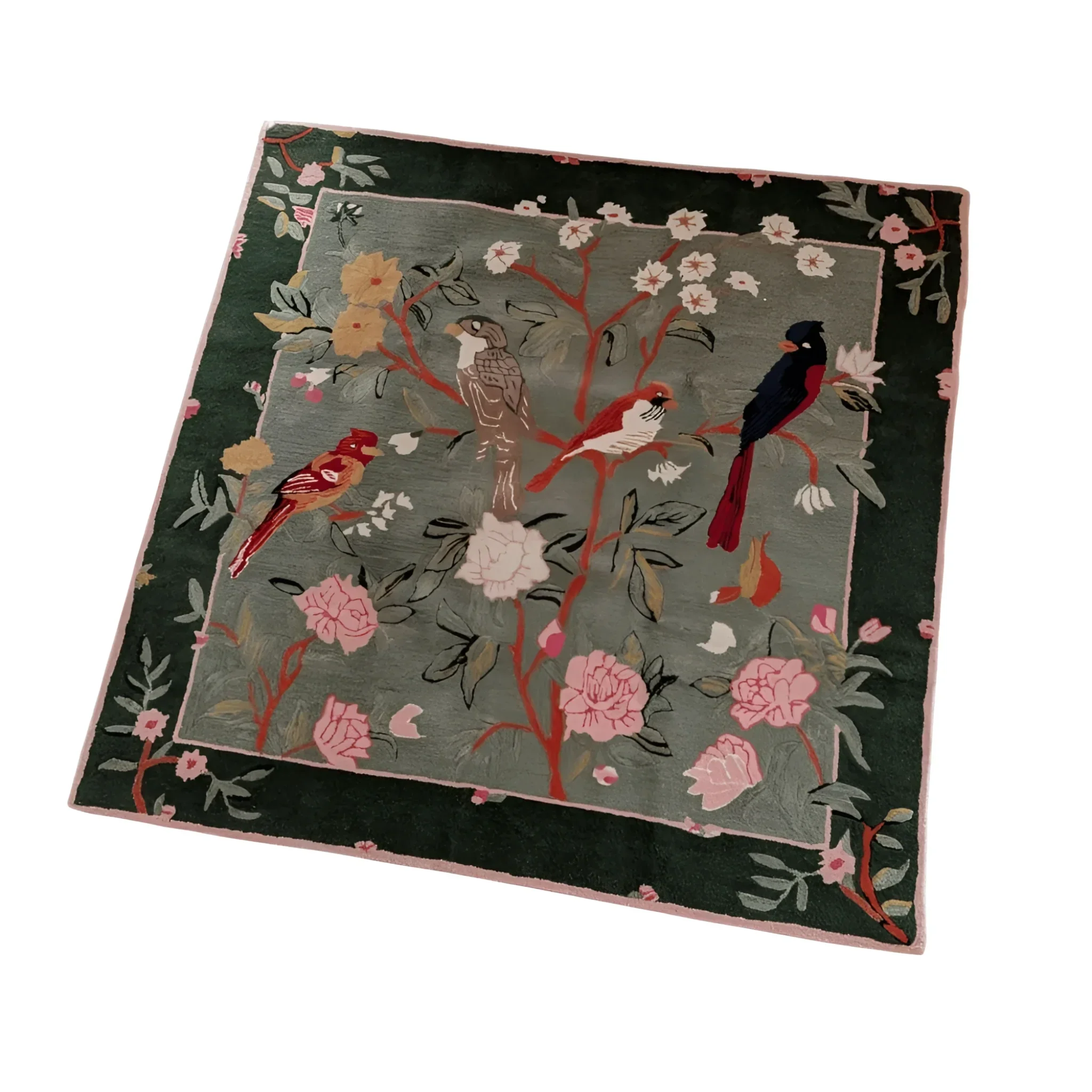 Flora & Fauna Square Hand Tufted Wool Rug 6' x 6' - Image 10