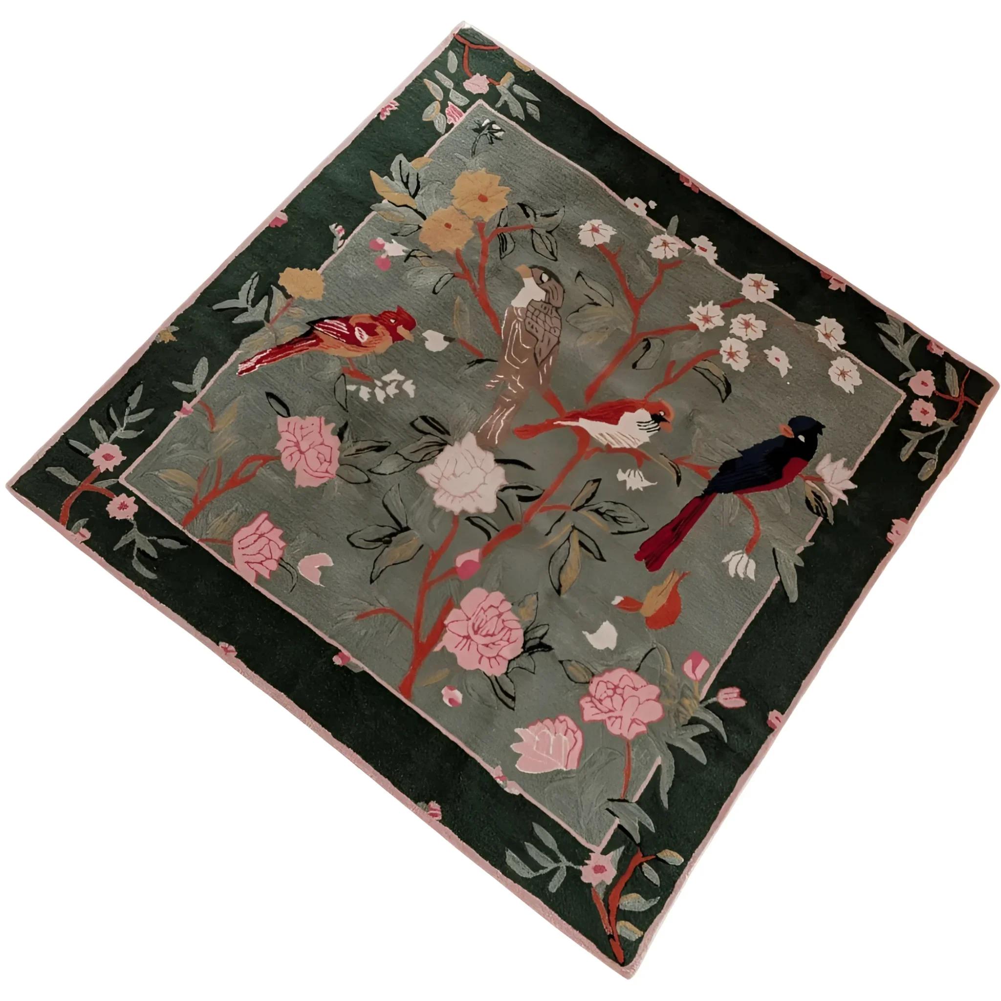Flora & Fauna Square Hand Tufted Wool Rug 6' x 6' - Image 18