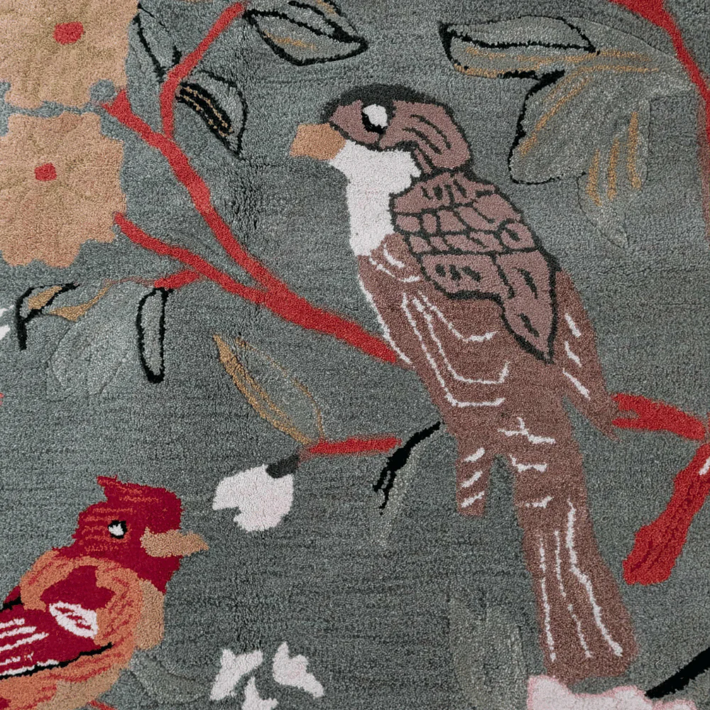 Flora & Fauna Square Hand Tufted Wool Rug 6' x 6' - Image 4