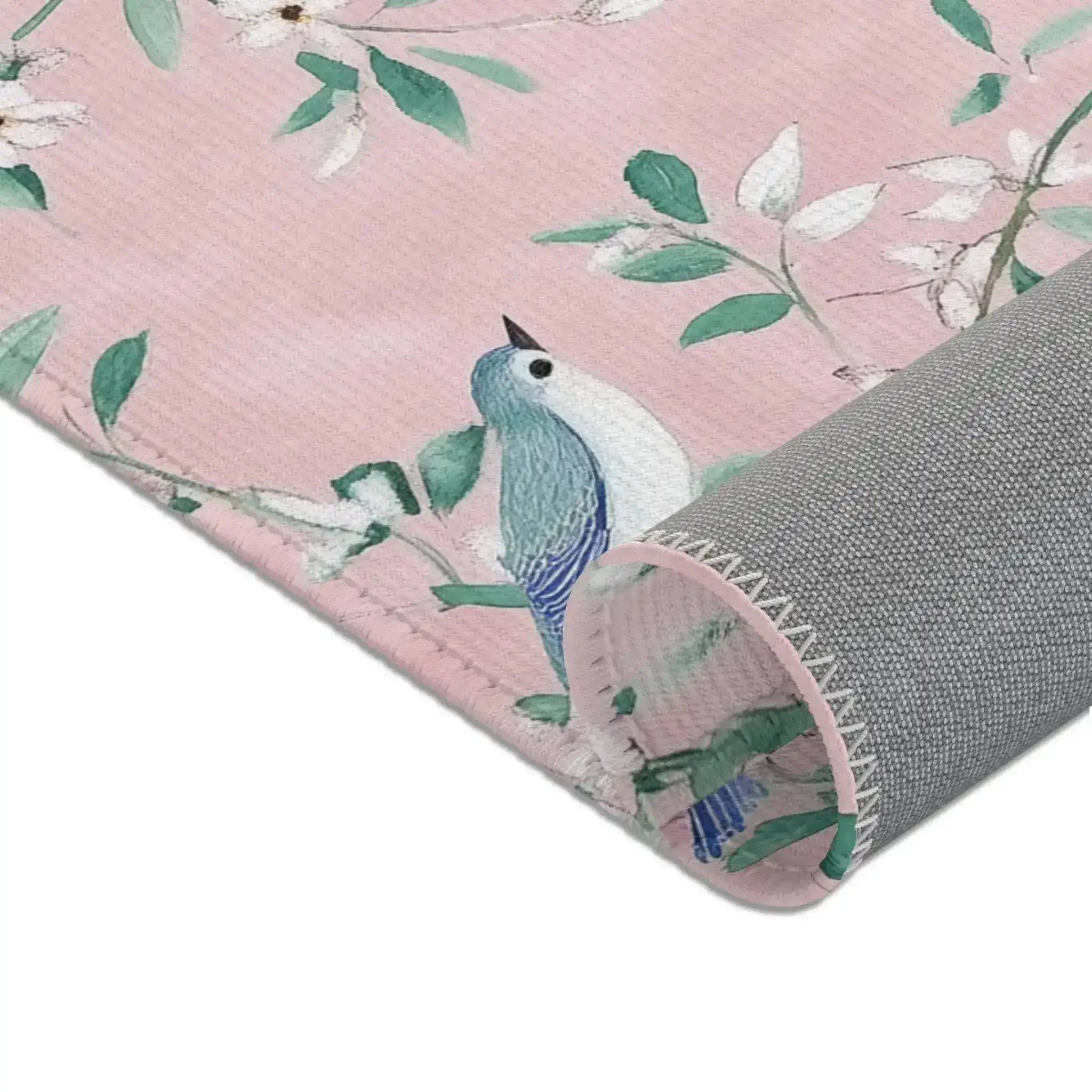 Floral Bird Accent Rug with Pink Background - Image 7