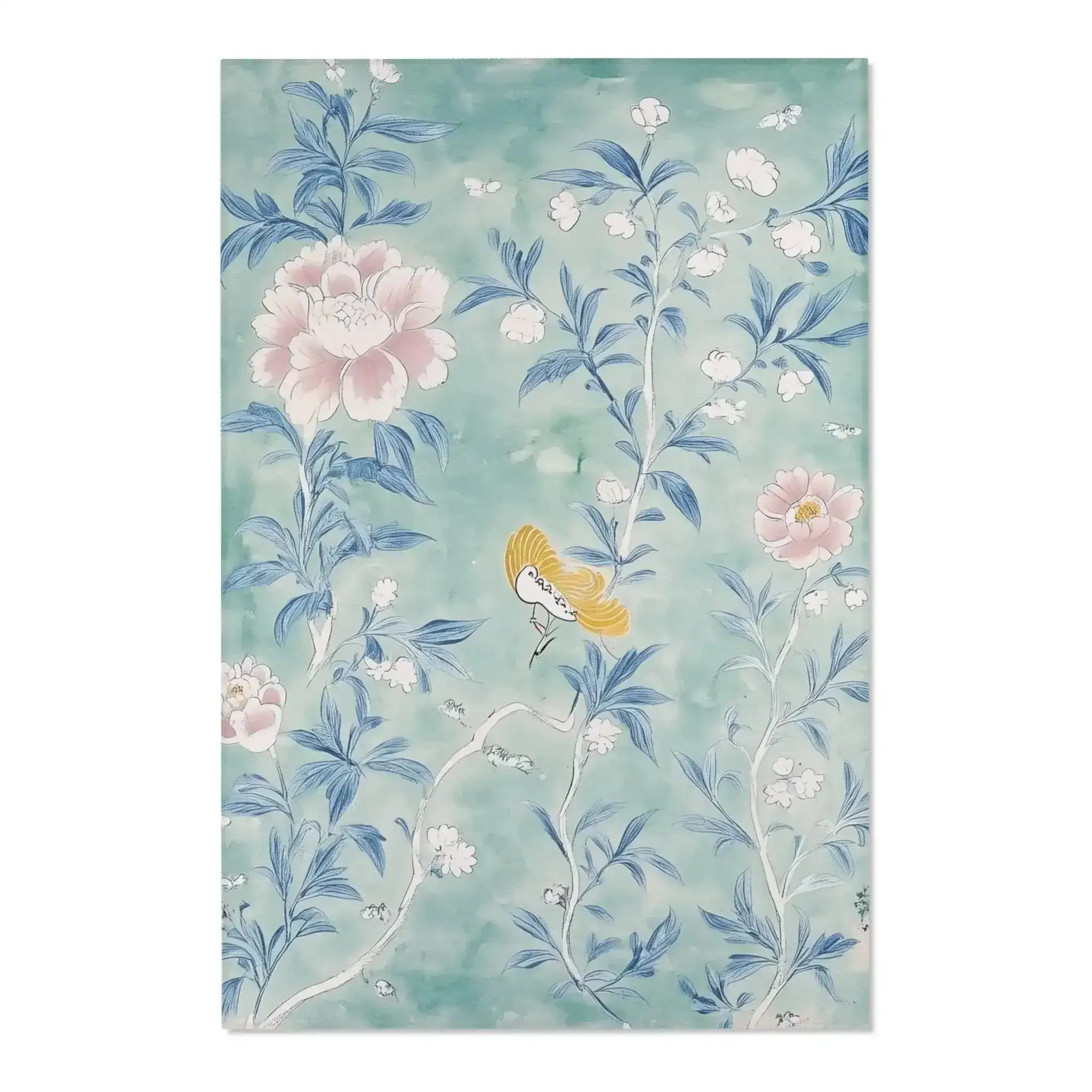 Floral Bird Accent Rug with Soft Blue and Pink Design - Image 3