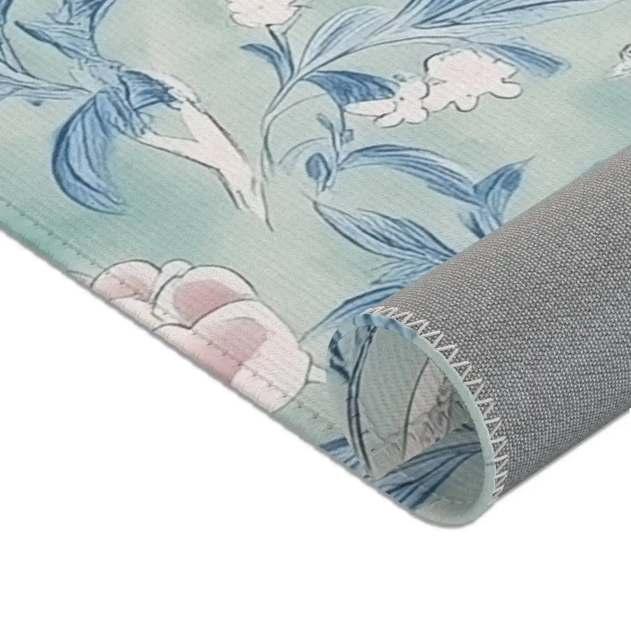 Floral Bird Accent Rug with Soft Blue and Pink Design - Image 4