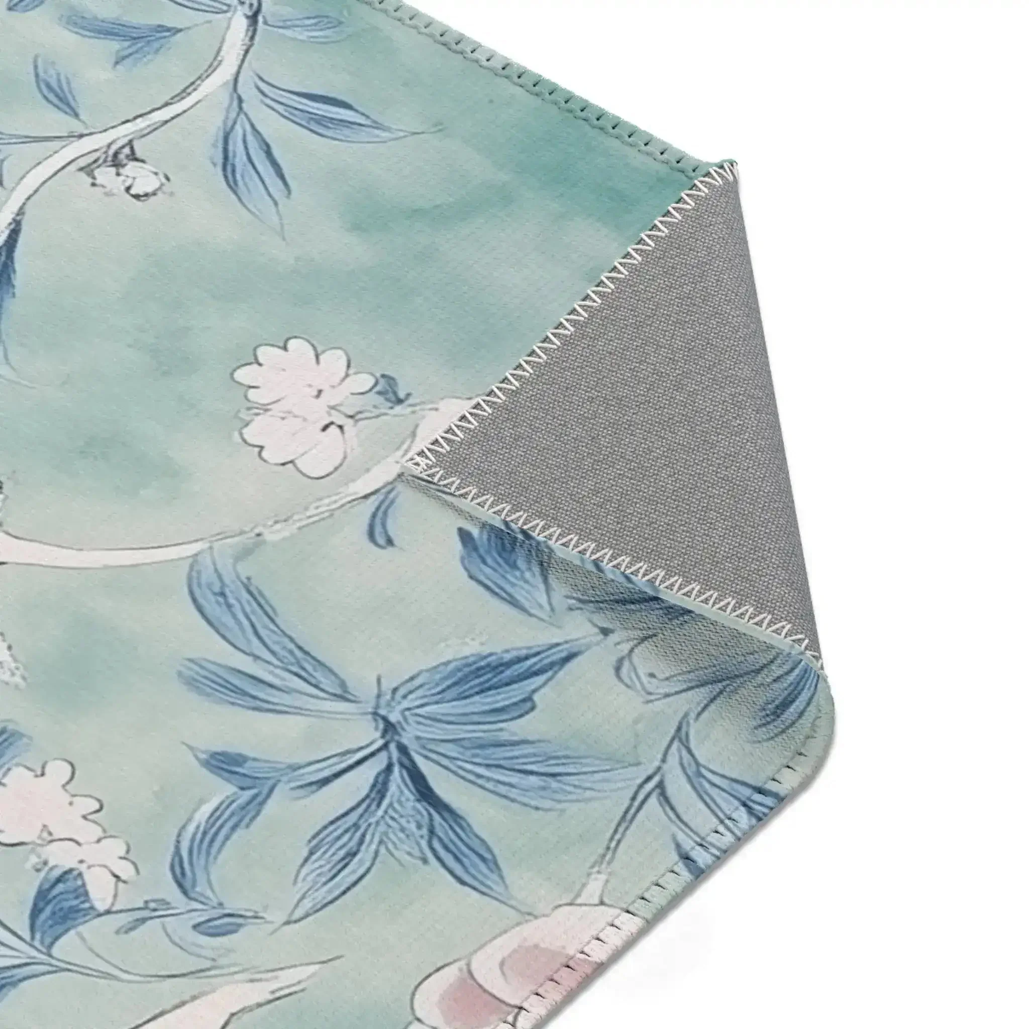 Floral Bird Accent Rug with Soft Blue and Pink Design - Image 5