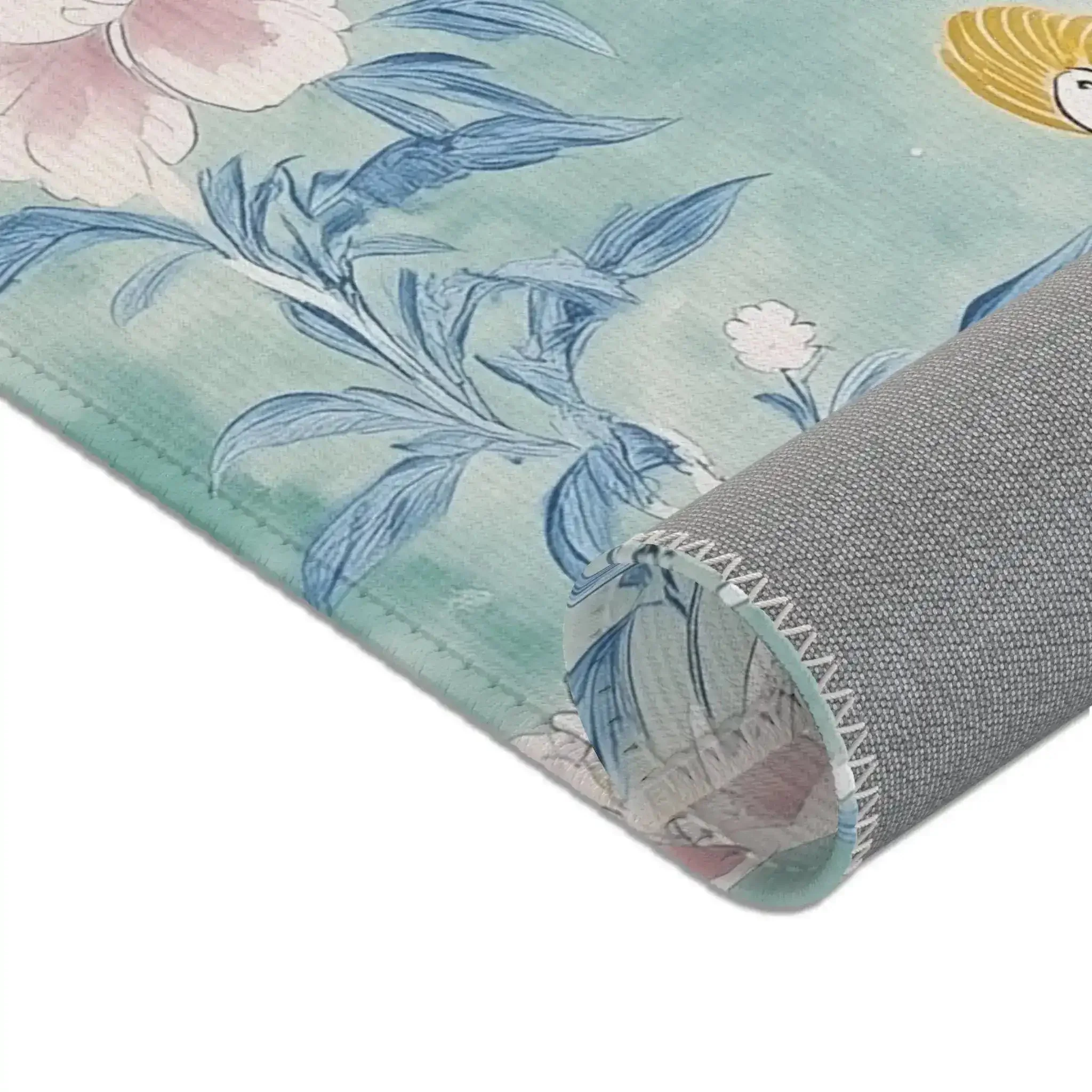 Floral Bird Accent Rug with Soft Blue and Pink Design - Image 7