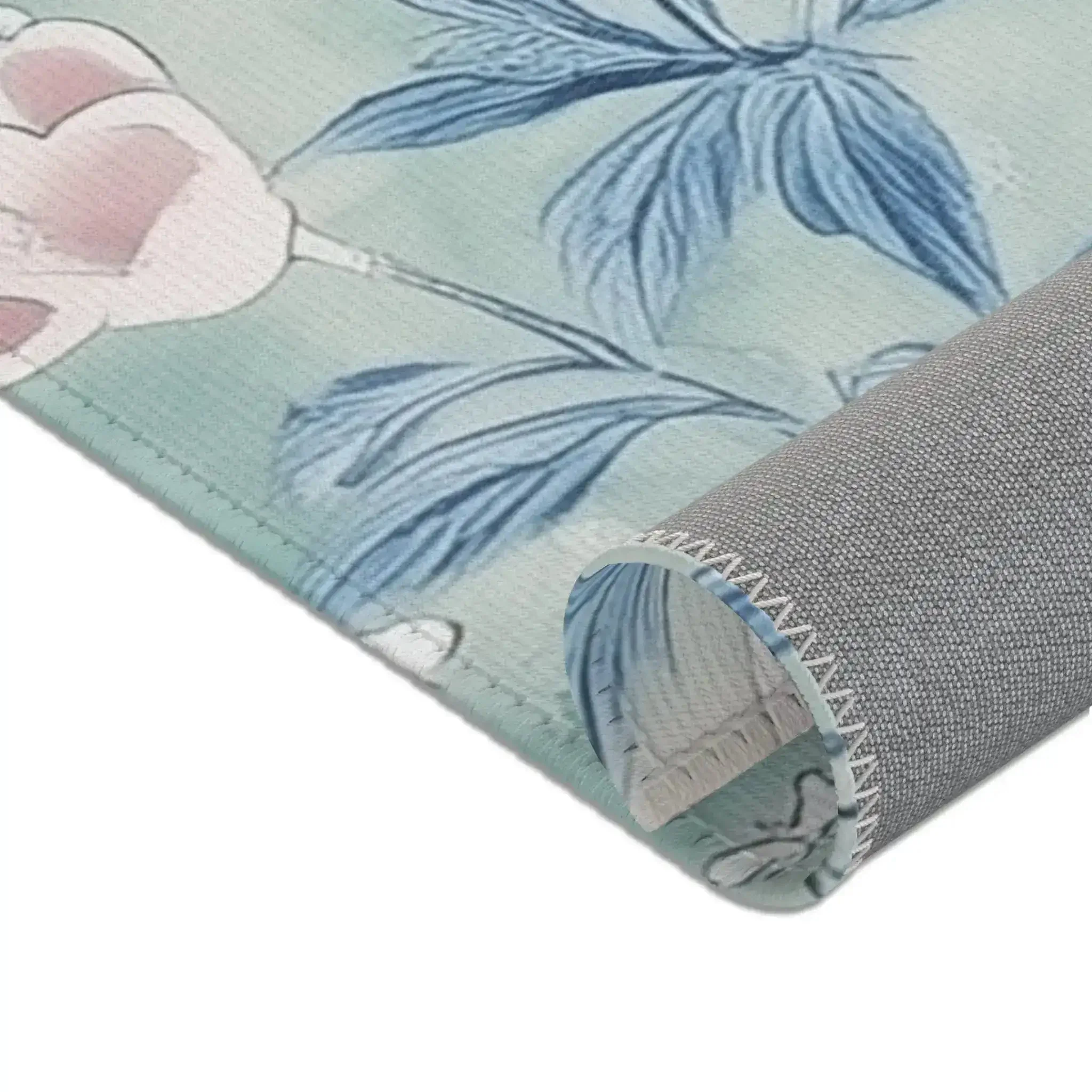 Floral Bird Accent Rug with Soft Blue and Pink Design - Image 9