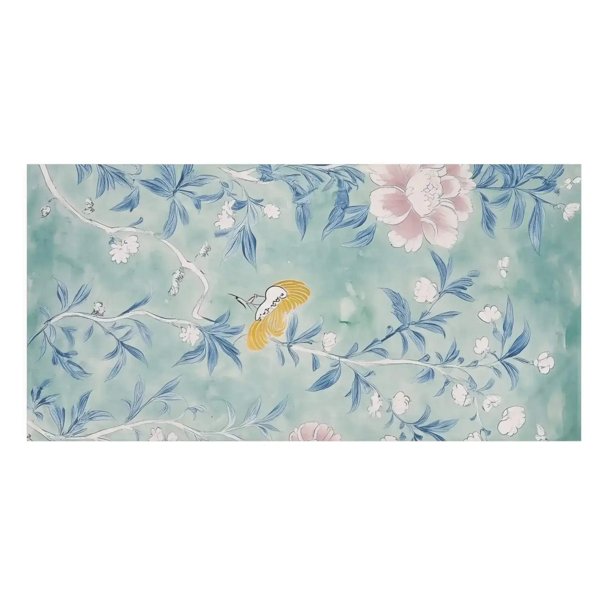 Floral Bird Bath Towel with Soft Blue and Pink Design - Image 2