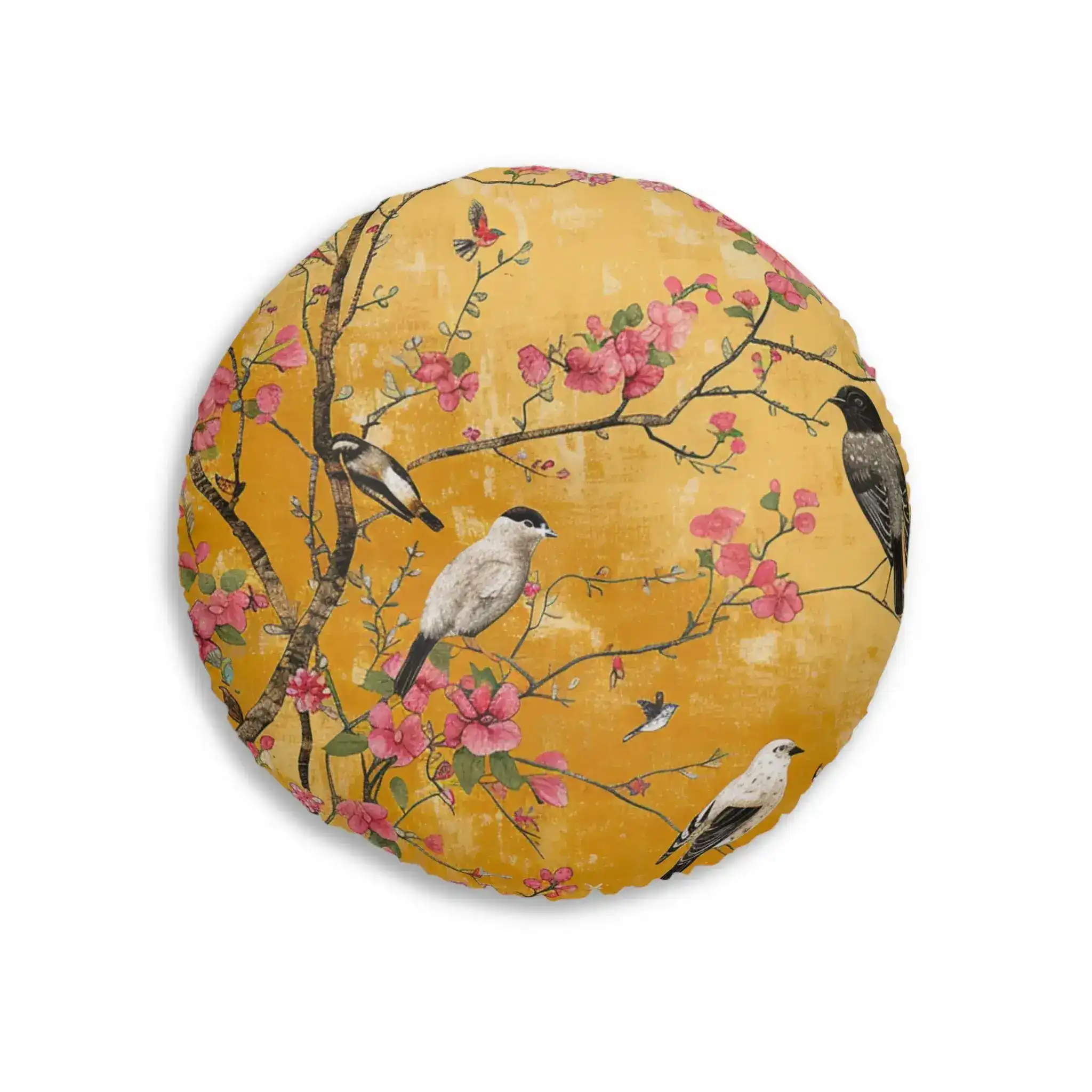 Floral Birds and Blossoms Floor Pillow - Image 3