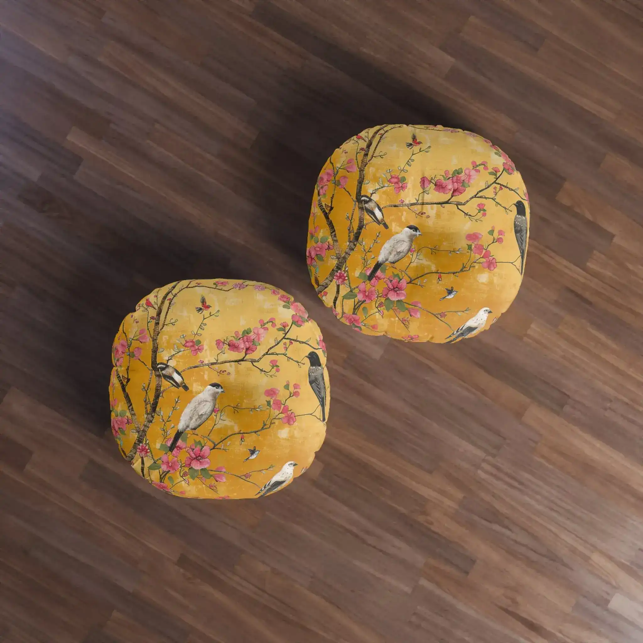 Floral Birds and Blossoms Floor Pillow - Image 4
