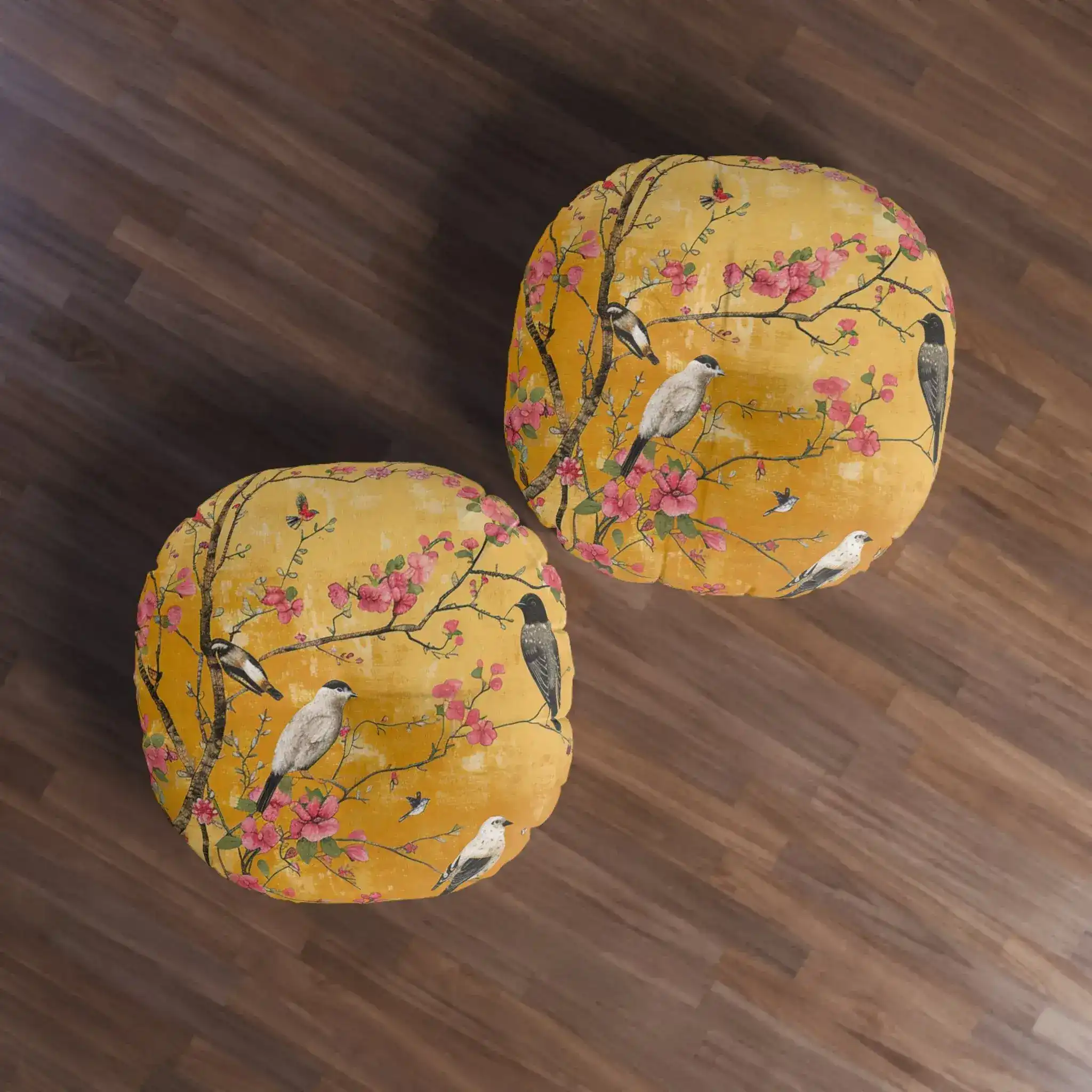 Floral Birds and Blossoms Floor Pillow - Image 7