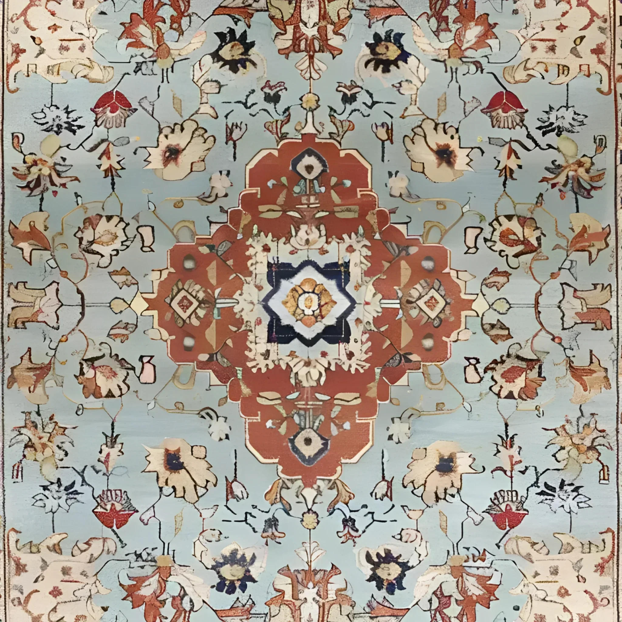 Floral Cascade Blue Hand Knotted Area Rug - Image 4