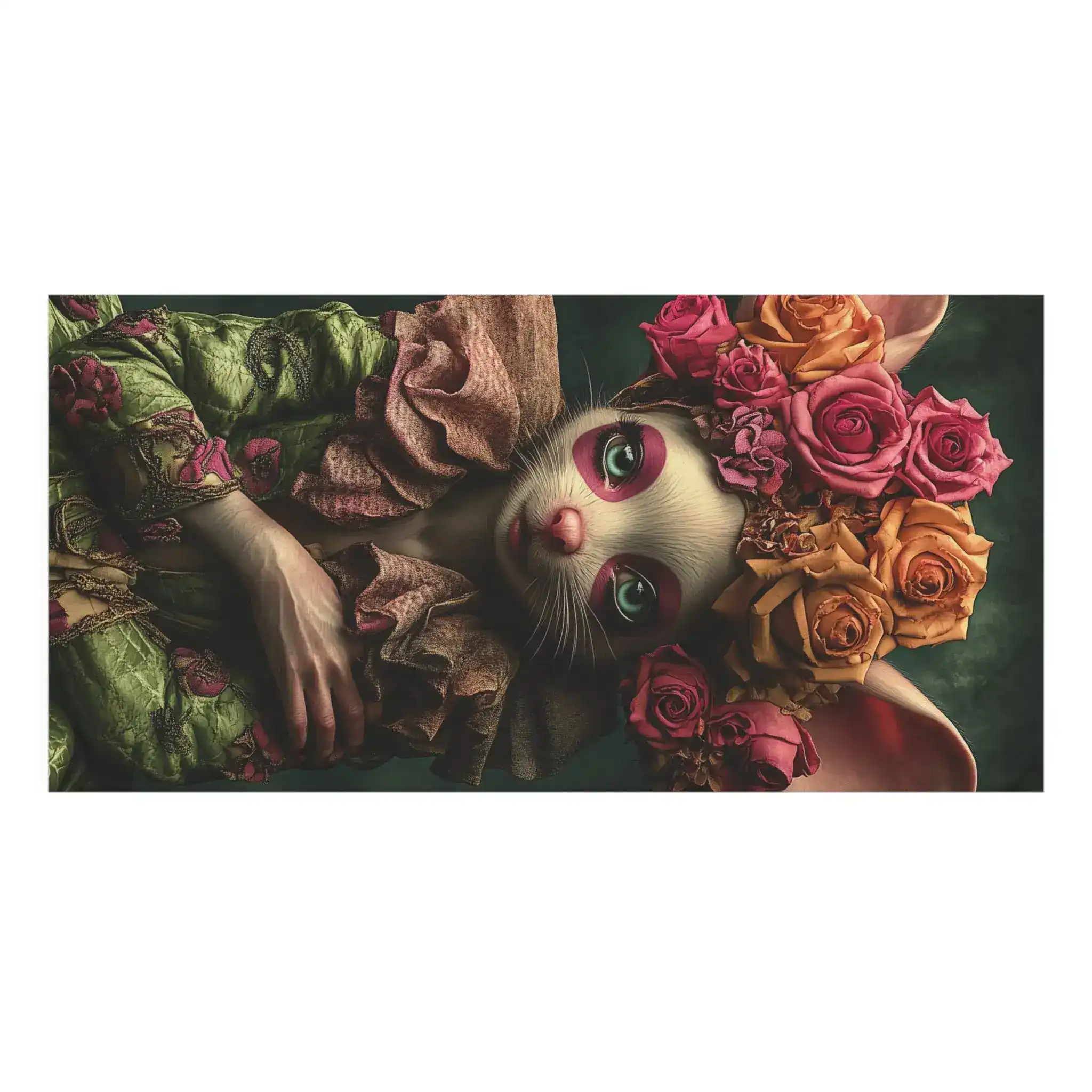 Floral Crowned Mouse in Elegant Green Gown Bath Towel - Image 3