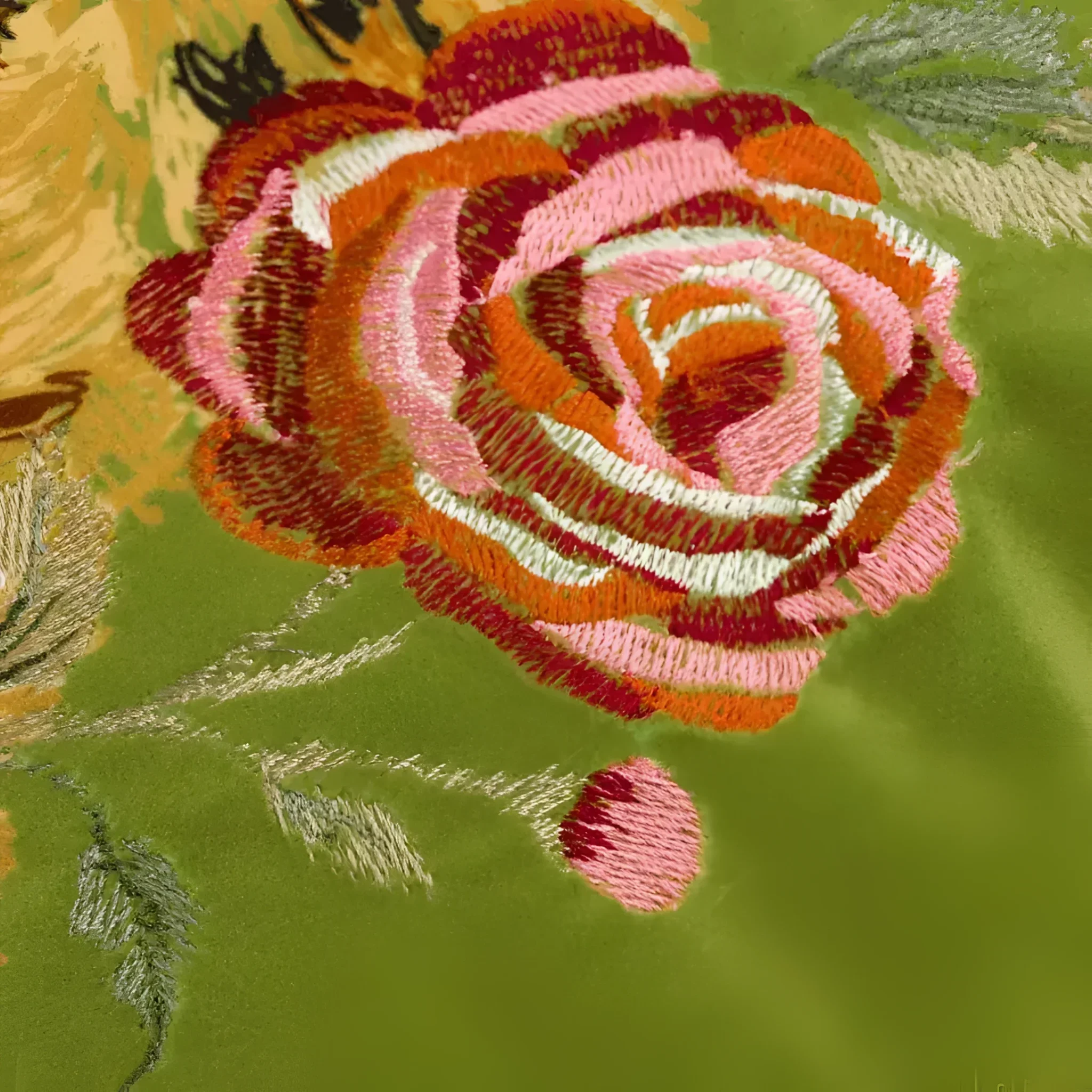 Floral Green Tiger Pillowcase with Tassels - Image 3
