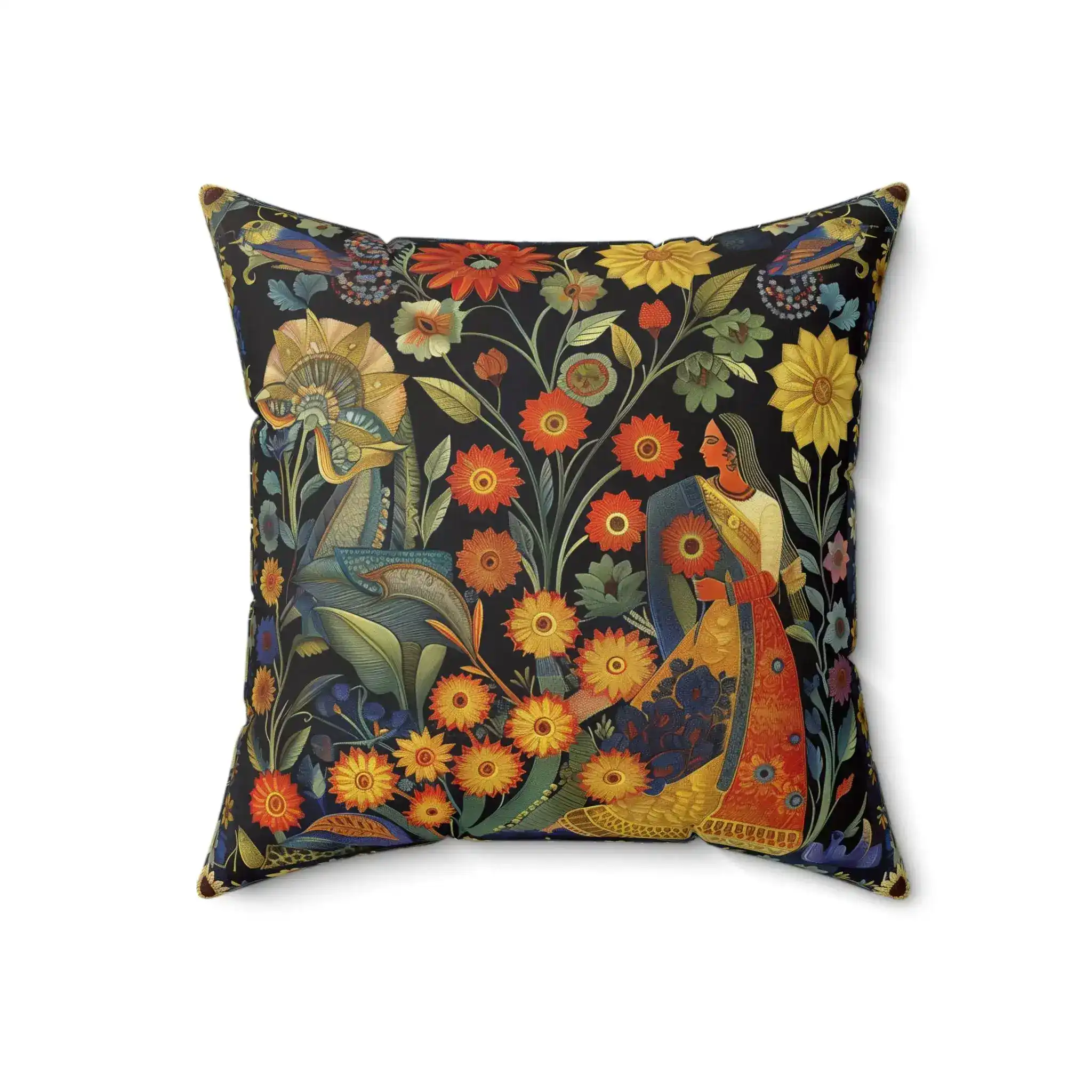 Floral Reverie Garden Goddess Throw Pillow - Image 3