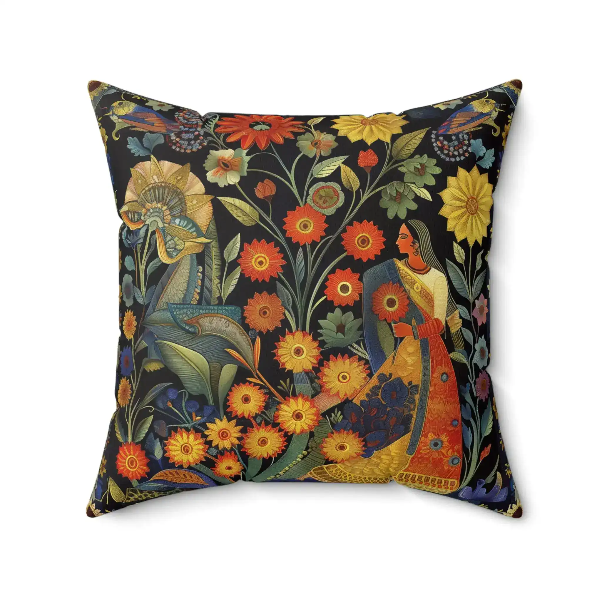 Floral Reverie Garden Goddess Throw Pillow - Image 4