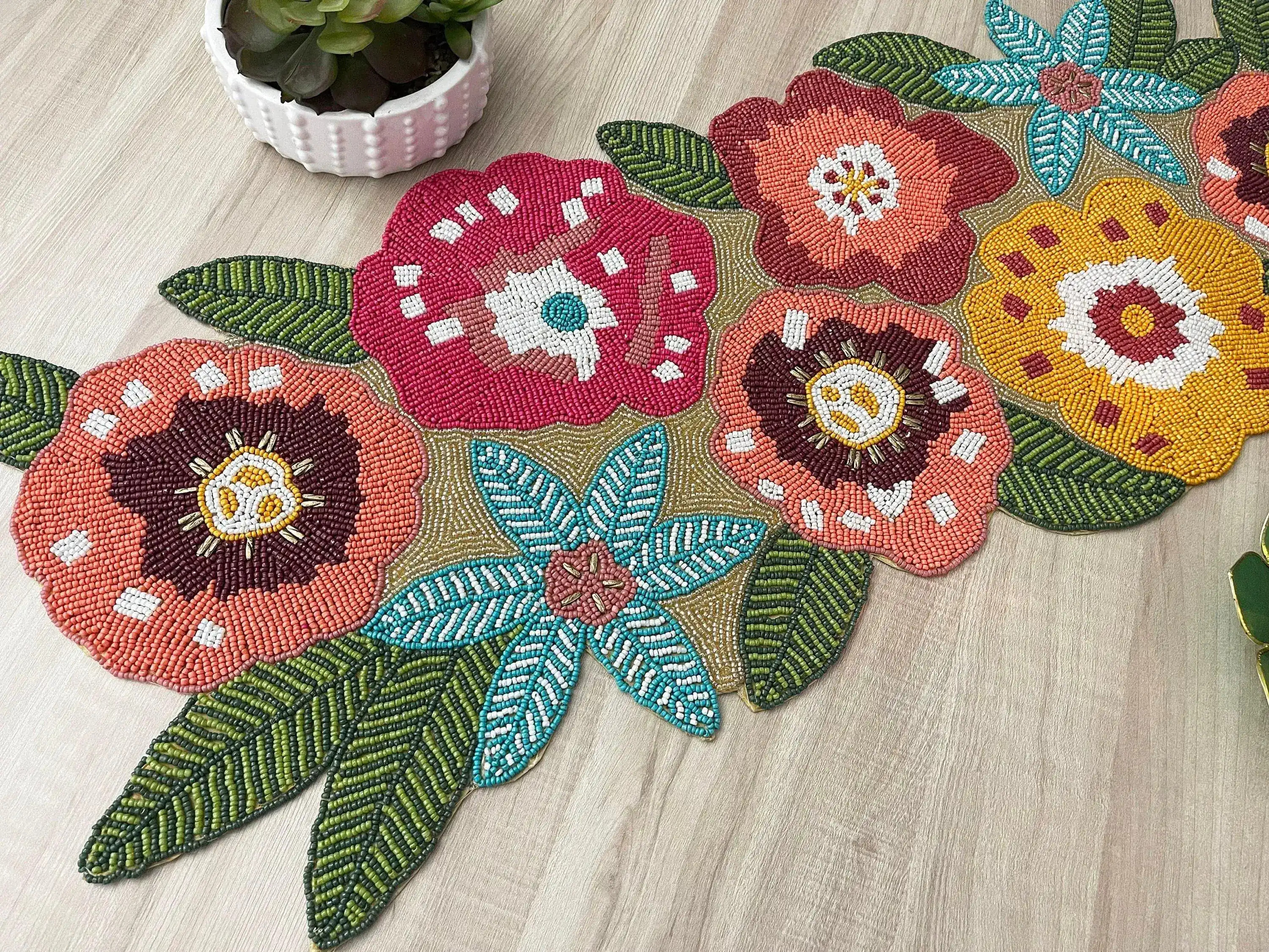 Floral Spring Beaded Table Runner - Image 3