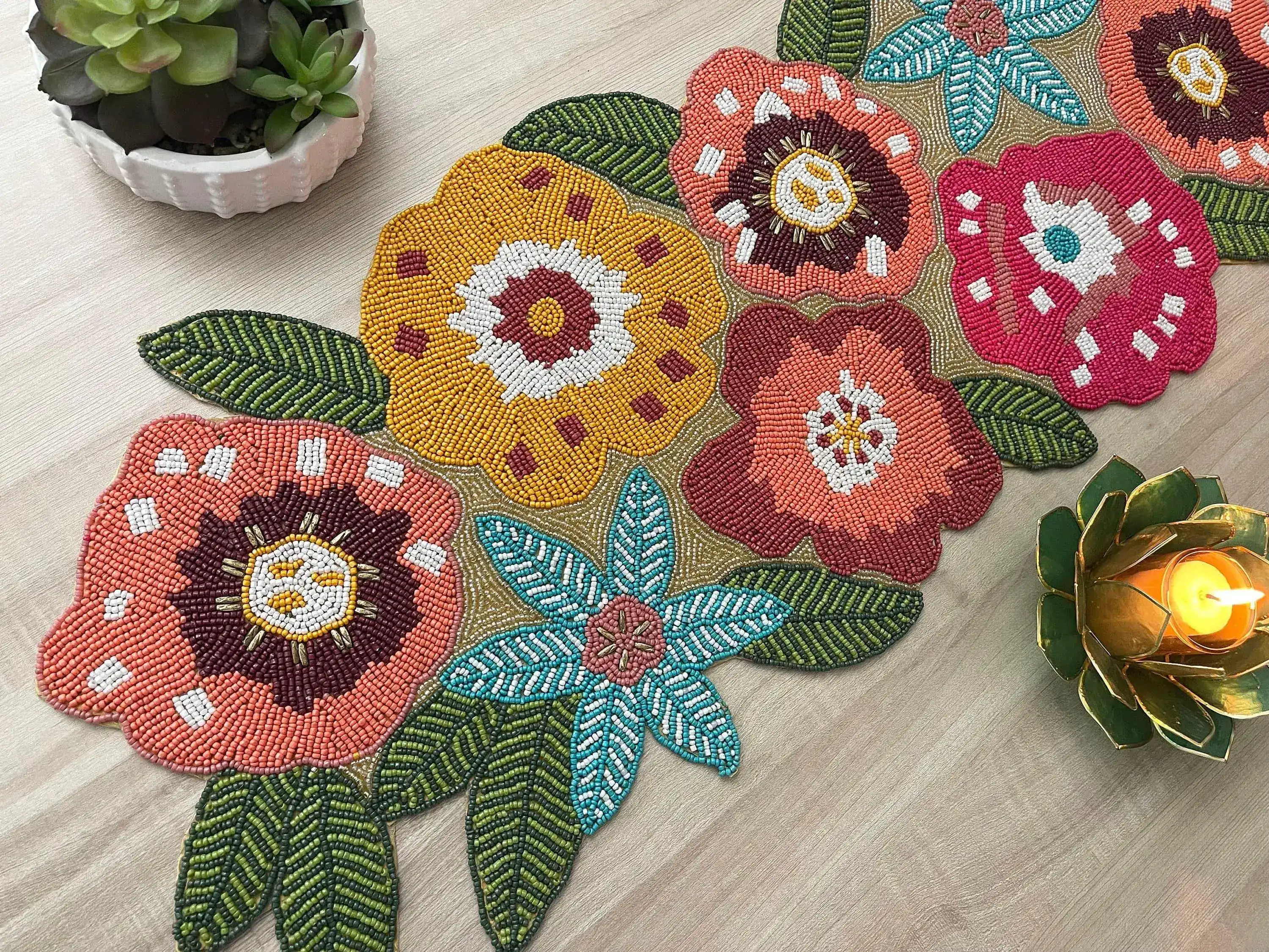 Floral Spring Beaded Table Runner - Image 4