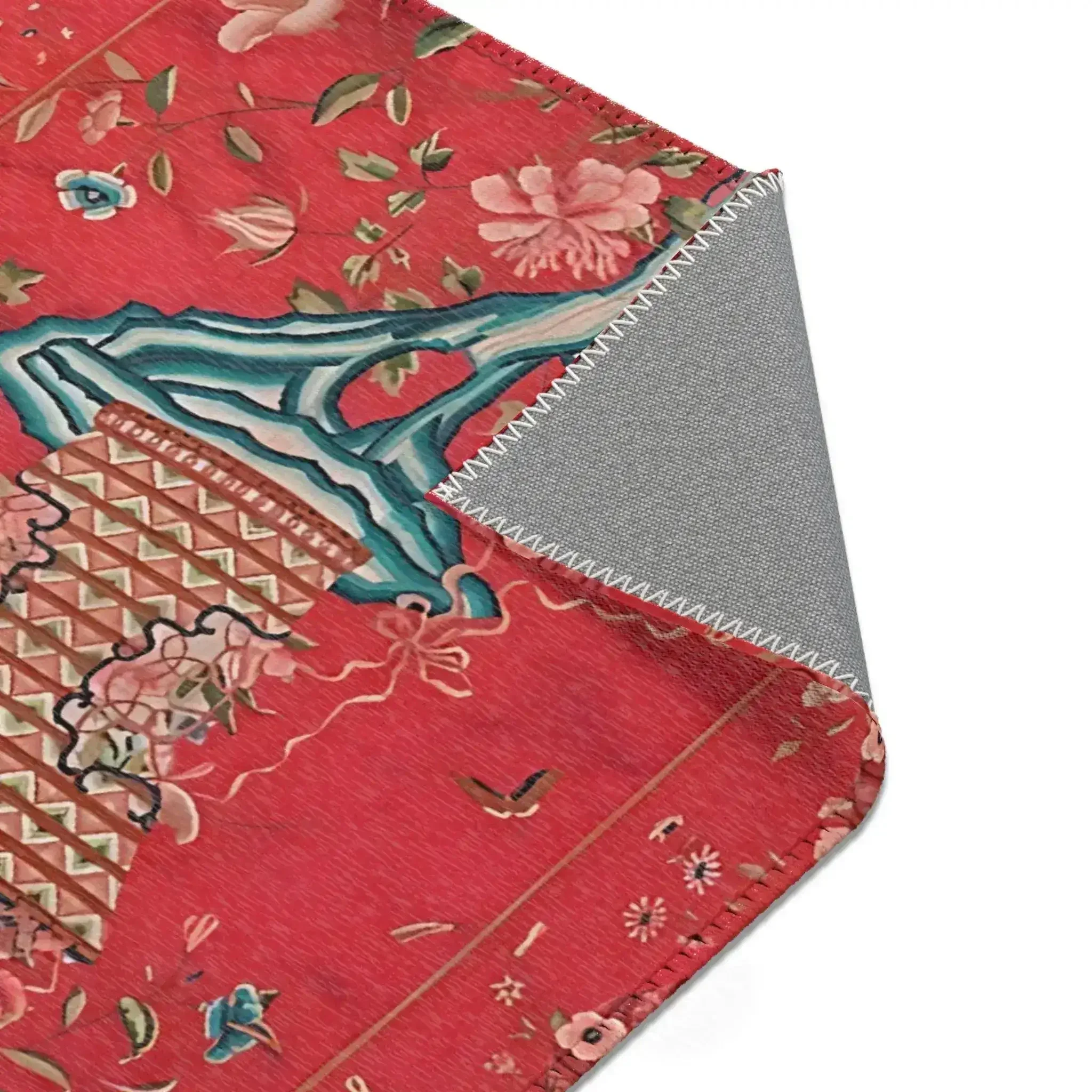 Floral Vase on Crimson Red Accent Rug - Image 6