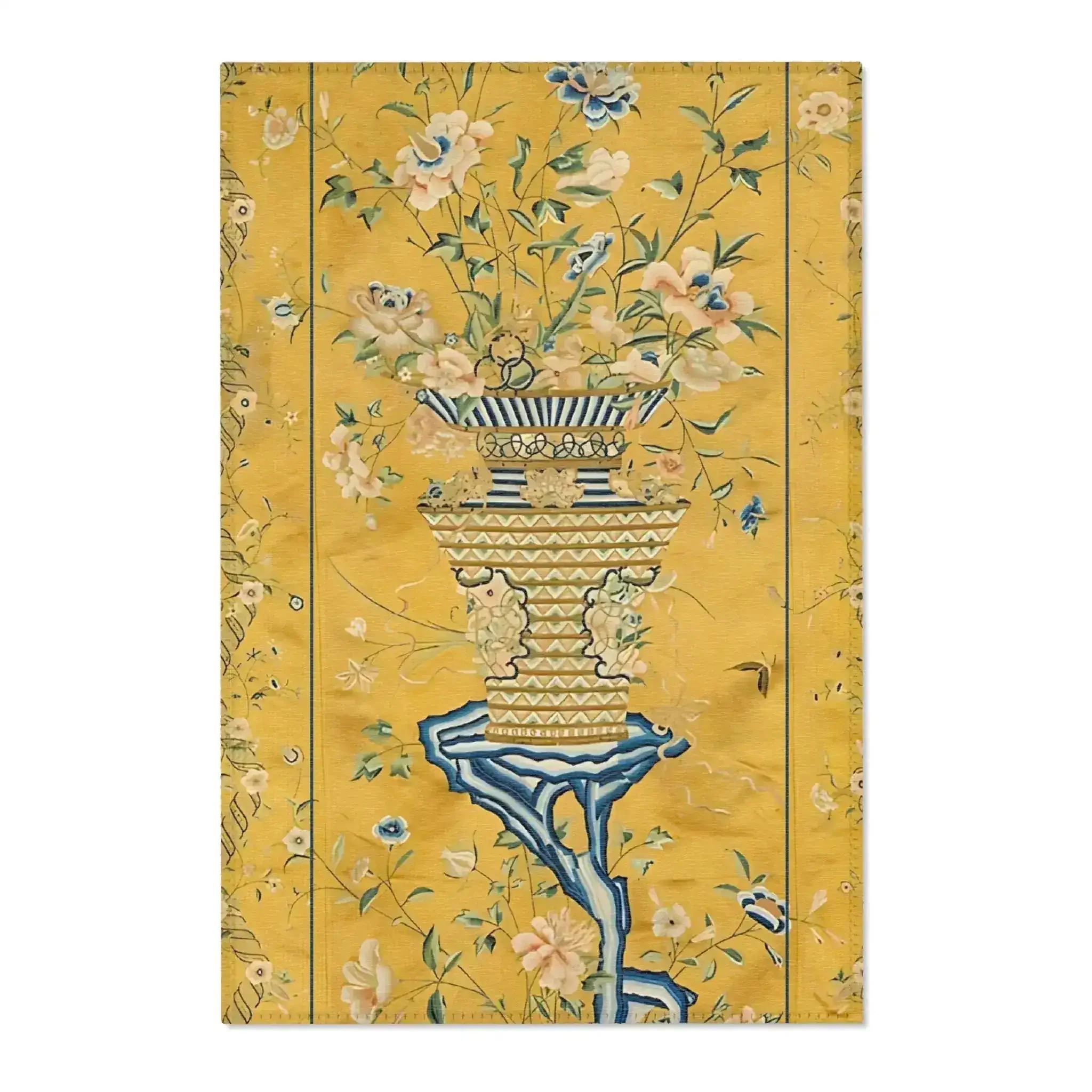 Floral Vase on Golden Yellow Accent Rug - Image 2