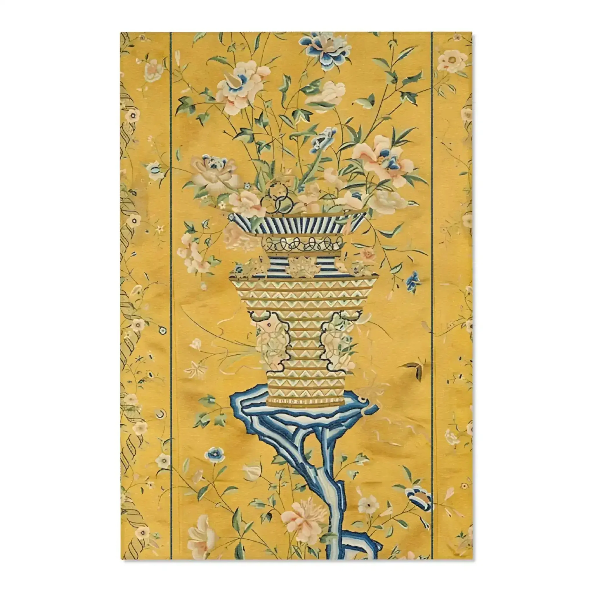 Floral Vase on Golden Yellow Accent Rug - Image 3