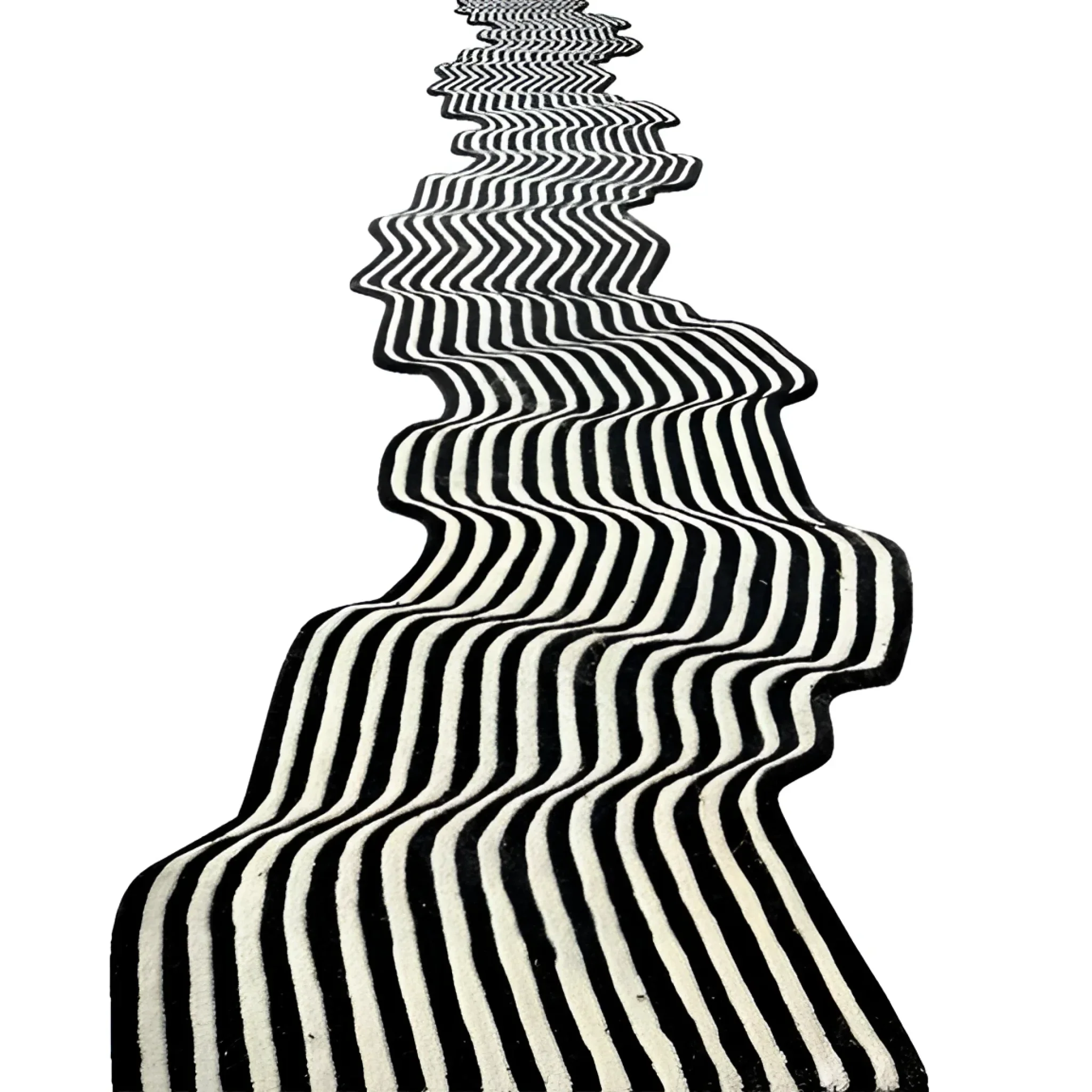 Flowing Illusion Black and Gray Wool Runner Rug - Image 2